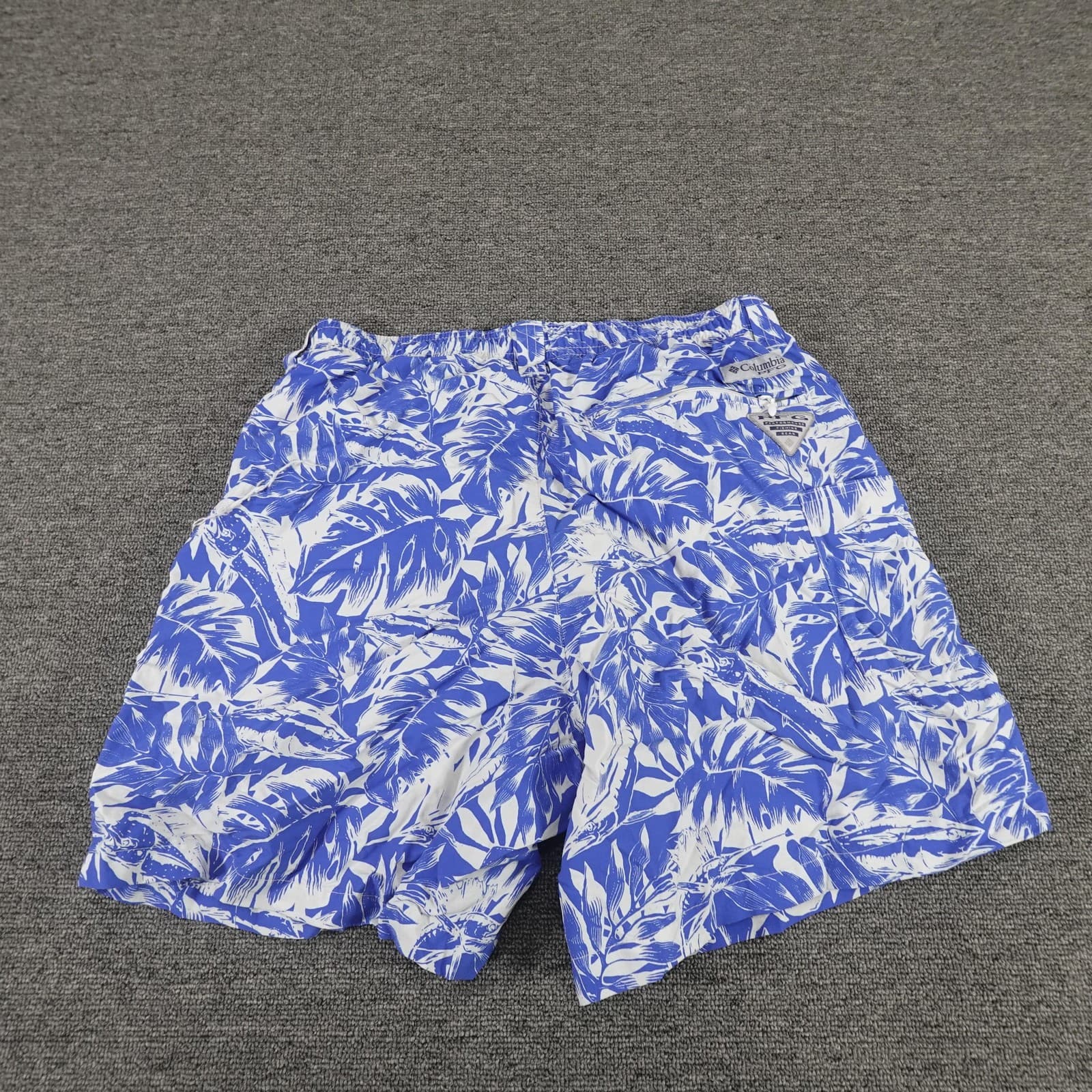 Columbia PFG Swim Shorts Mens Small Blue Tropical Fish Print Lined Trunks - Thumbnail 5