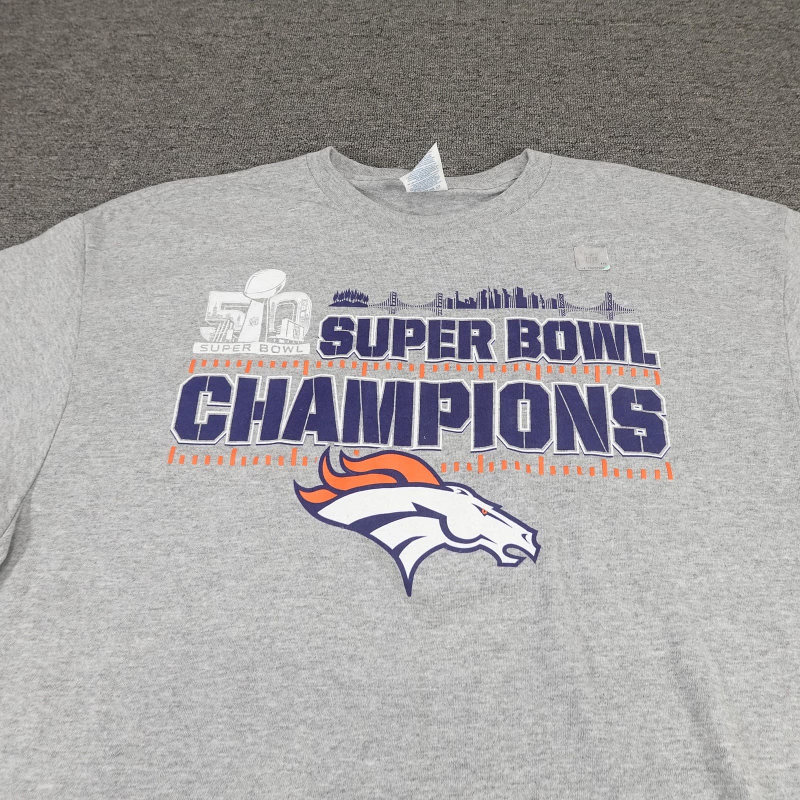 Denver Broncos Shirt Mens XL Gray NFL Football Super Bowl 50 Champions Delta Pro - Thumbnail 2