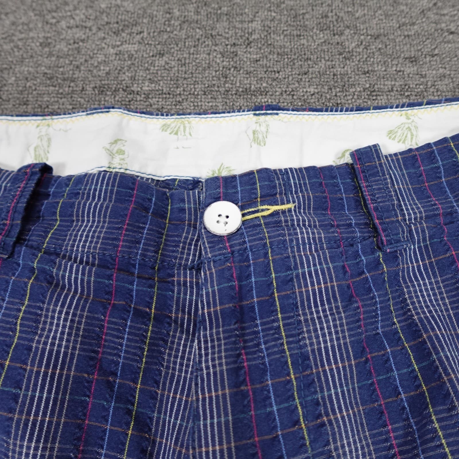Tommy Bahama Shorts Mens 34 Blue Plaid Cotton Chino 10 Inseam Casual Summer - Thumbnail 2