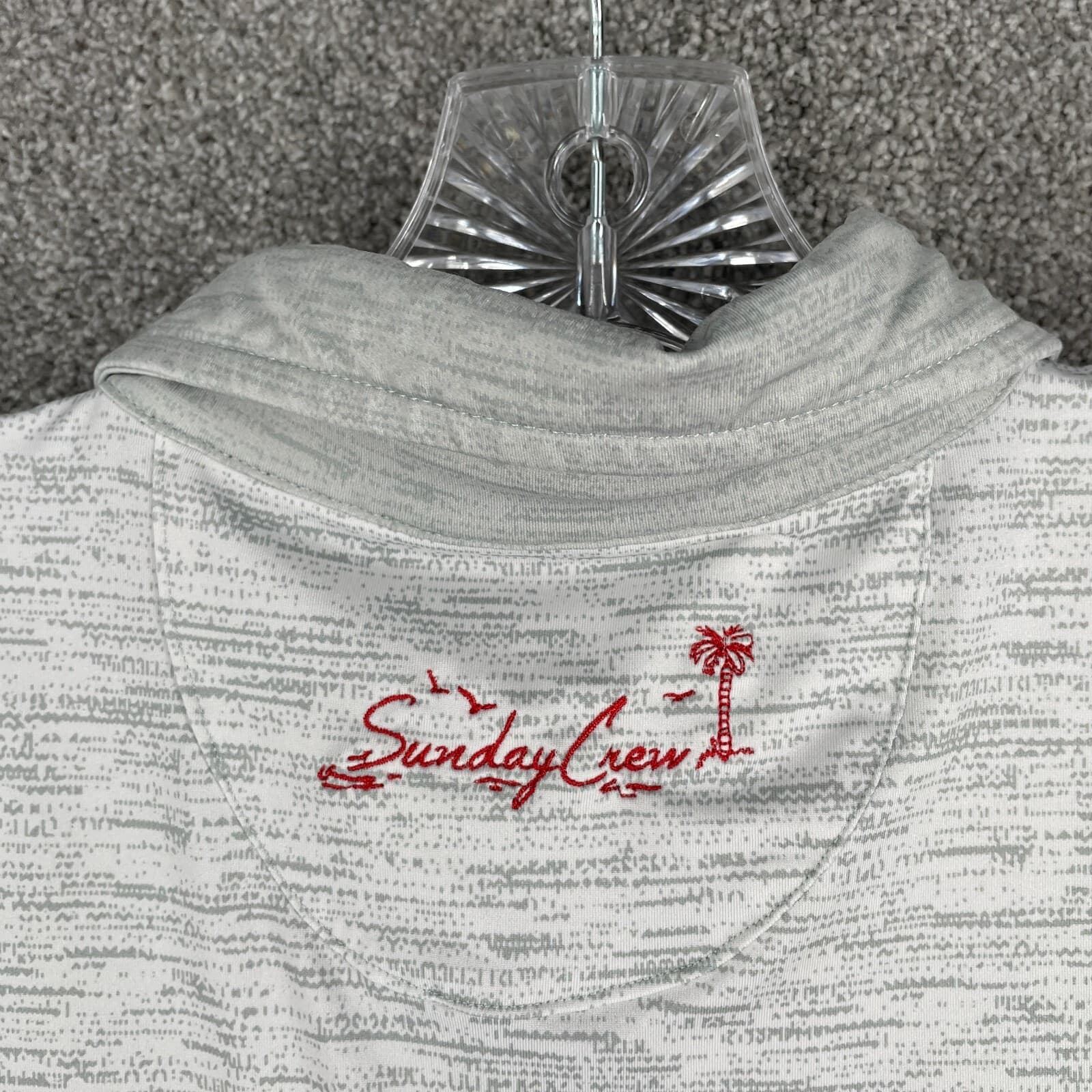 Sunday Crew Polo Shirt Adult Small Gray Red Mountain Skyline Golf UV Mens - Thumbnail 8