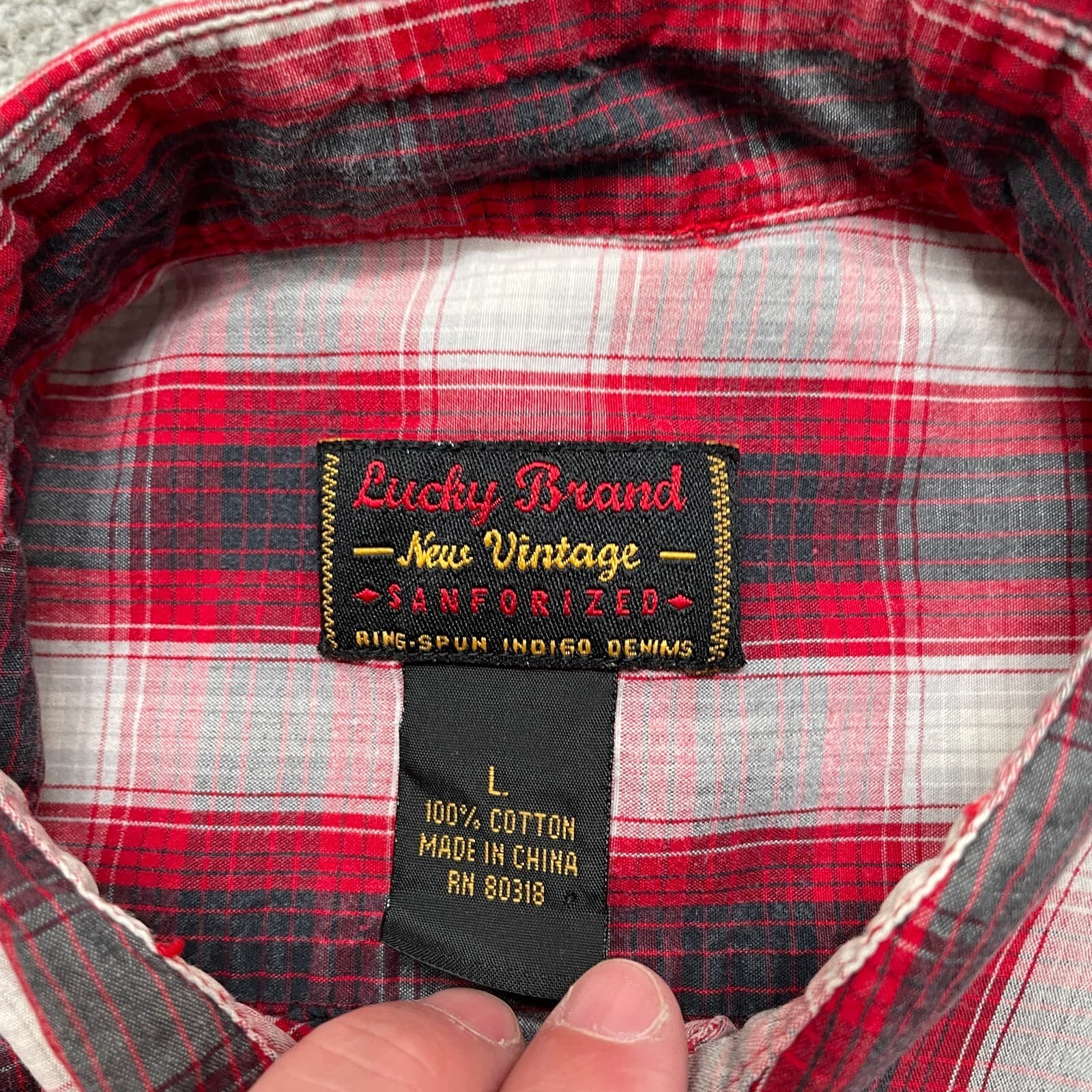 Lucky Brand Shirt Adult Large Multicolor Plaid Sanforized Ring Spun Casual READ - Thumbnail 3