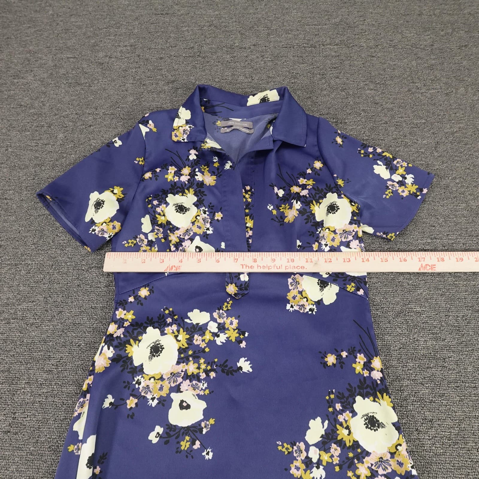 Urban Outfitters Dress Womens XS Blue Floral Collared Fit & Flare Shirt Mini - Thumbnail 3