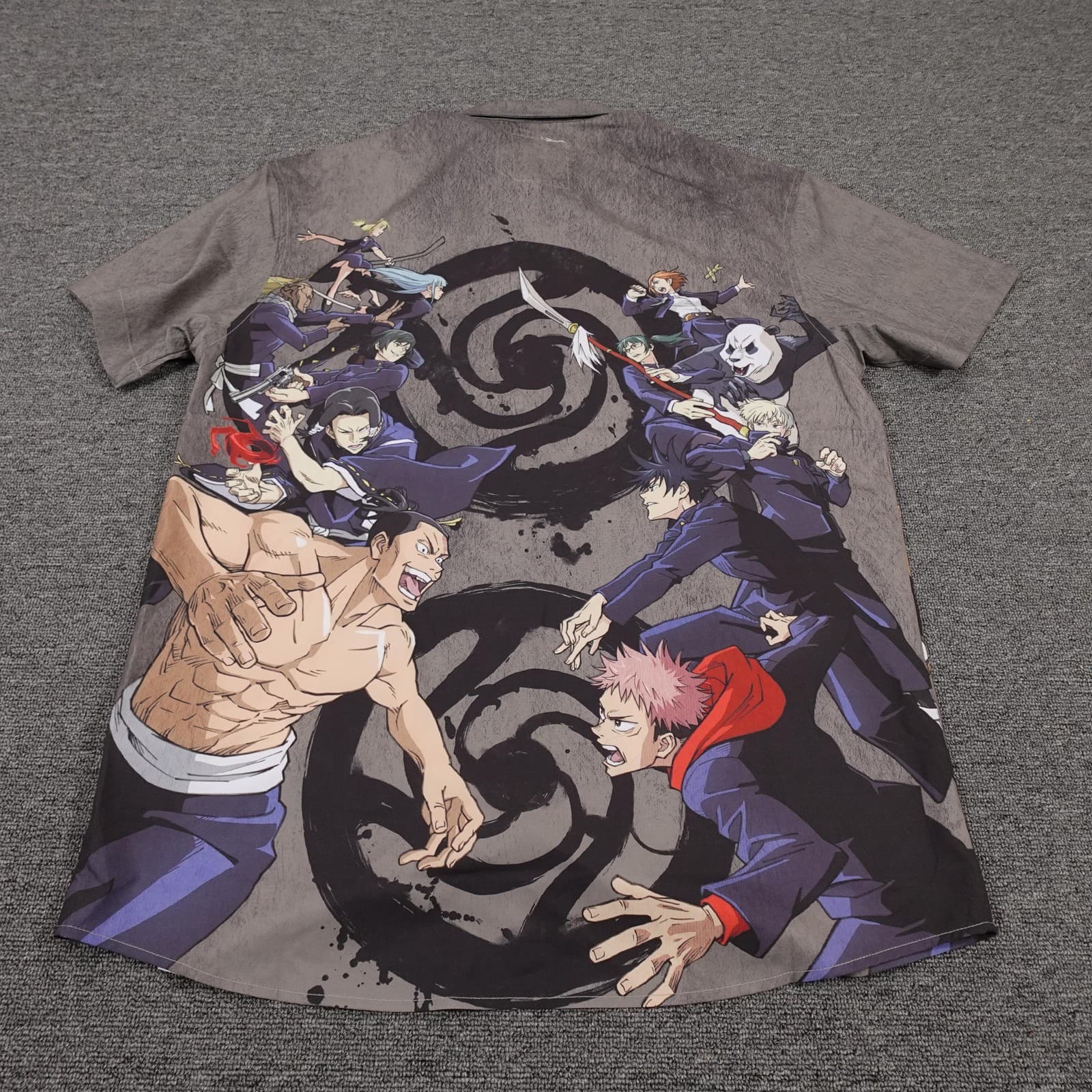 Loungefly Shirt Mens Large Gray Jujutsu Kaisen Anime Short Sleeve Button Up - Thumbnail 5