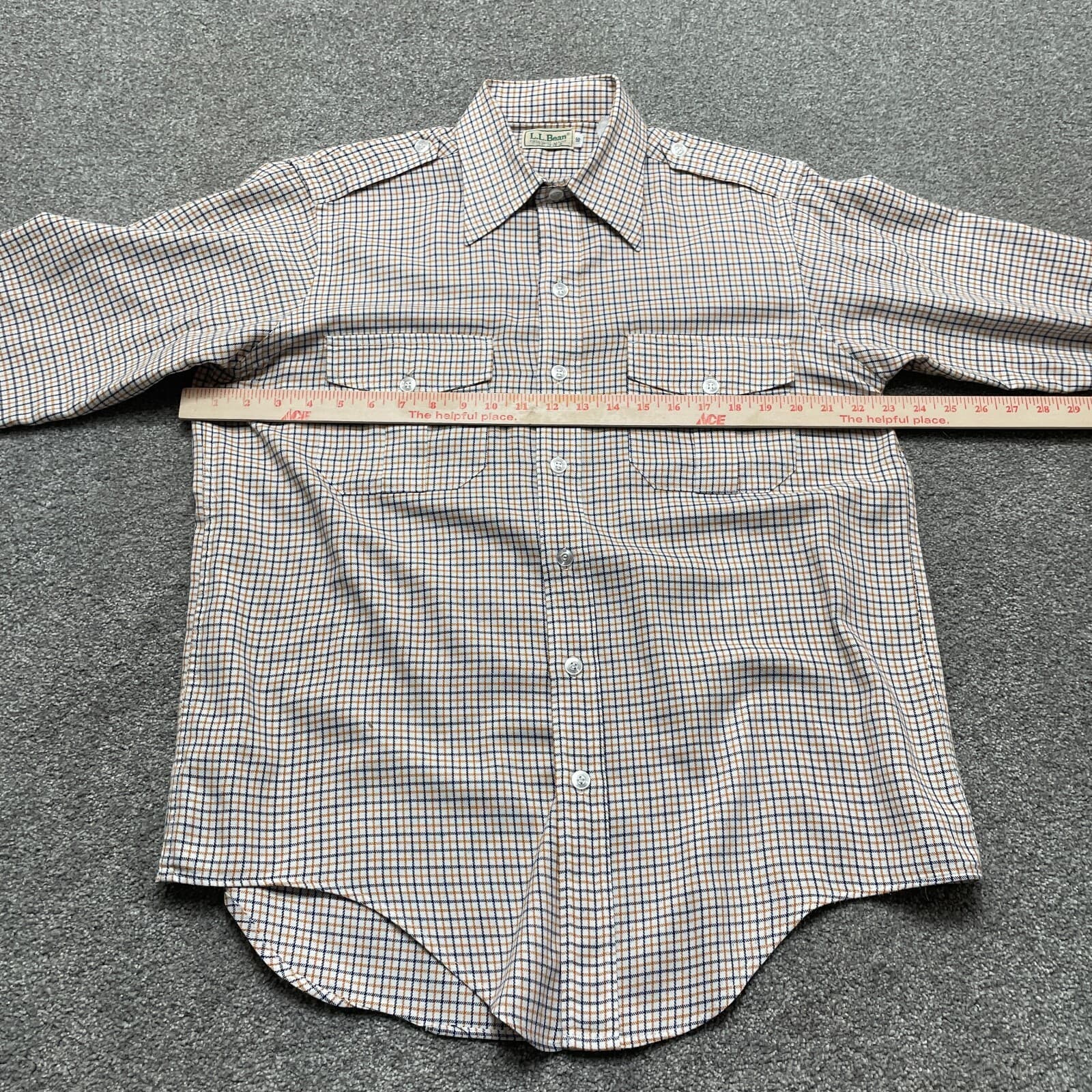 LL Bean Shirt Adult 16 Multicolor Plaid Combed Cotton Blend Long Sleeve Mens - Thumbnail 5