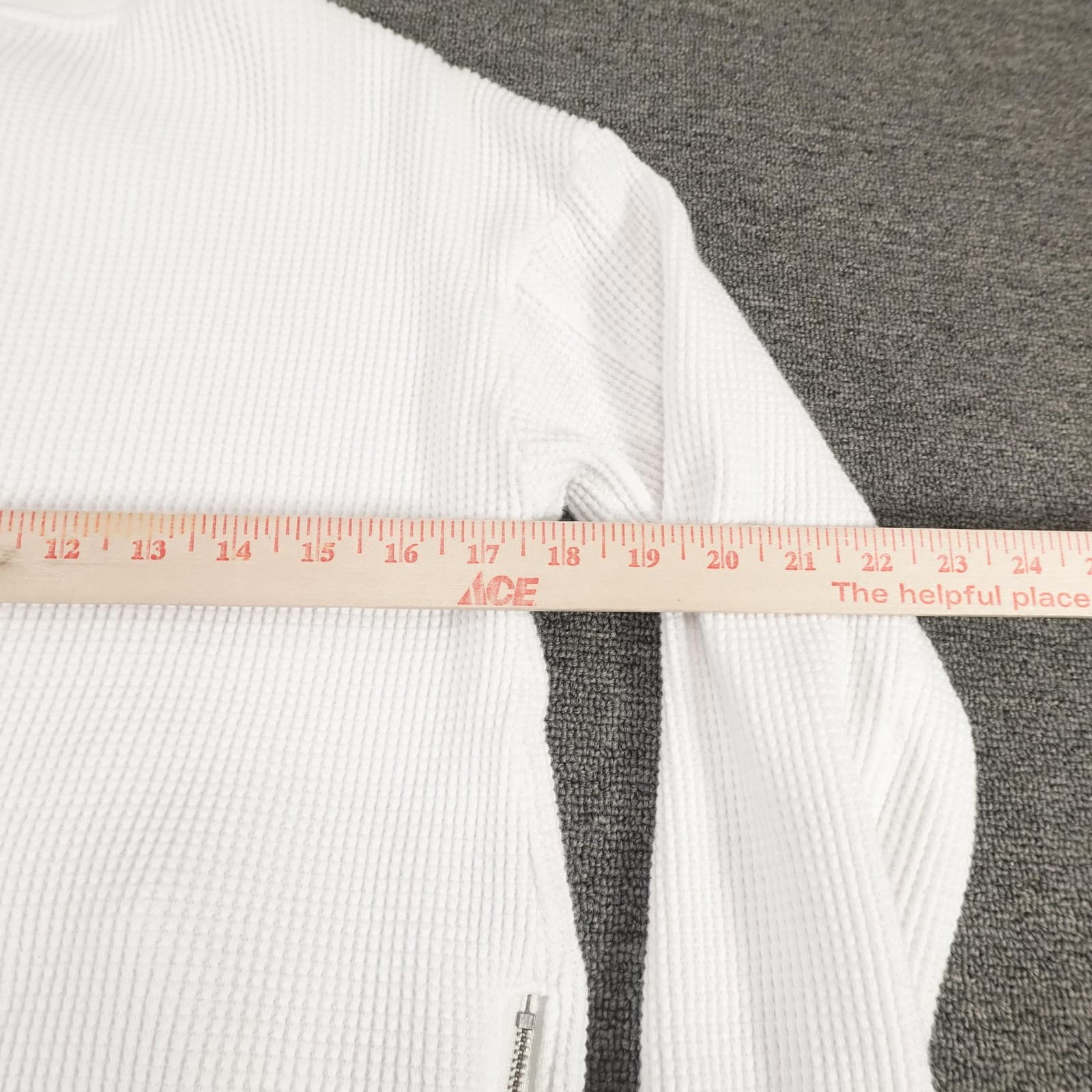 Mystree Sweater Womens Small White Waffle Knit Full Zip Bomber Jacket Pockets - Thumbnail 5