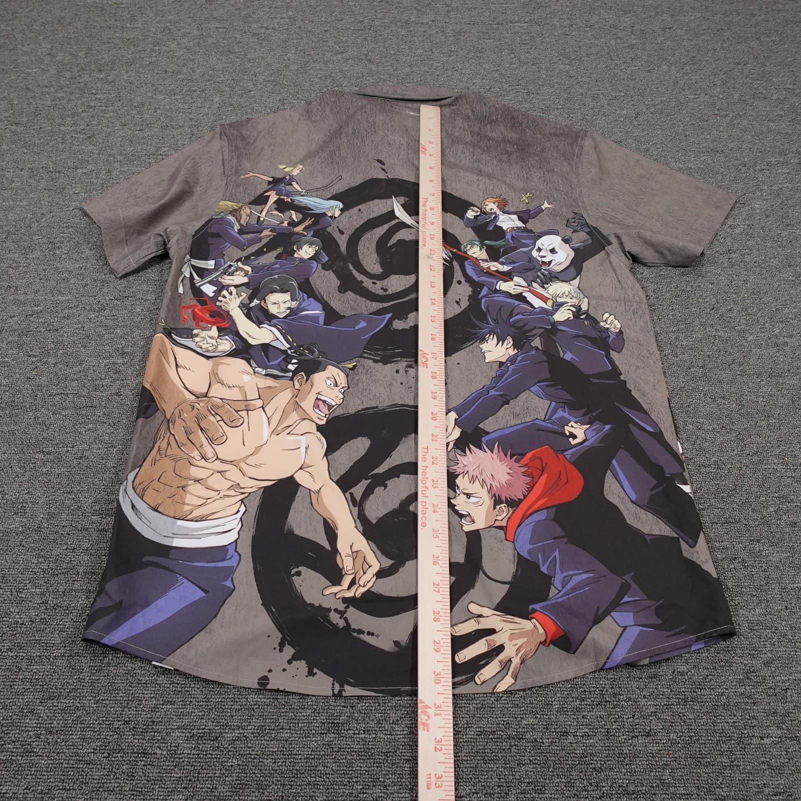 Loungefly Shirt Mens Large Gray Jujutsu Kaisen Anime Short Sleeve Button Up - Thumbnail 7