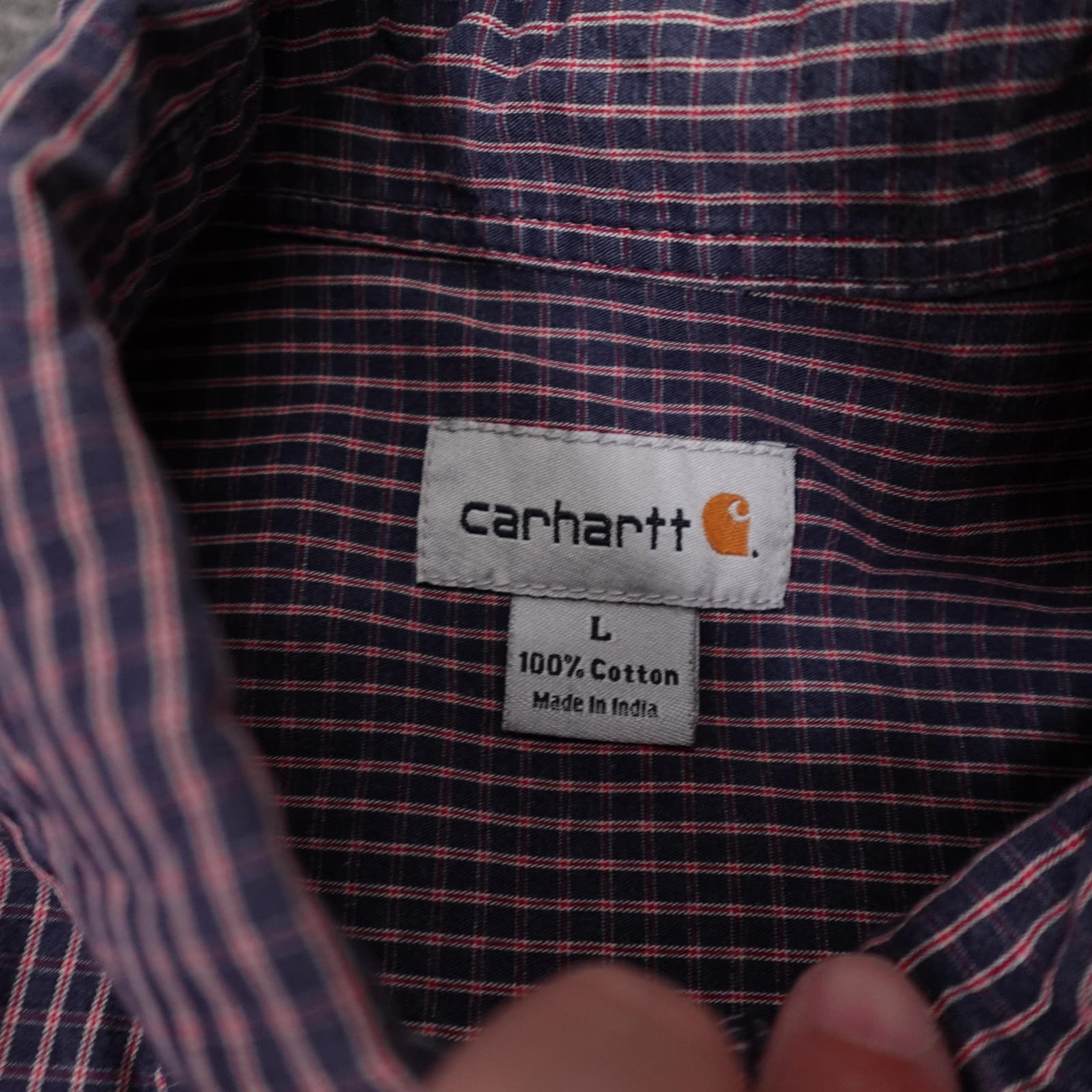 Carhartt Shirt Mens Large Blue Check Short Sleeve Button Down Casual Summer - Thumbnail 3