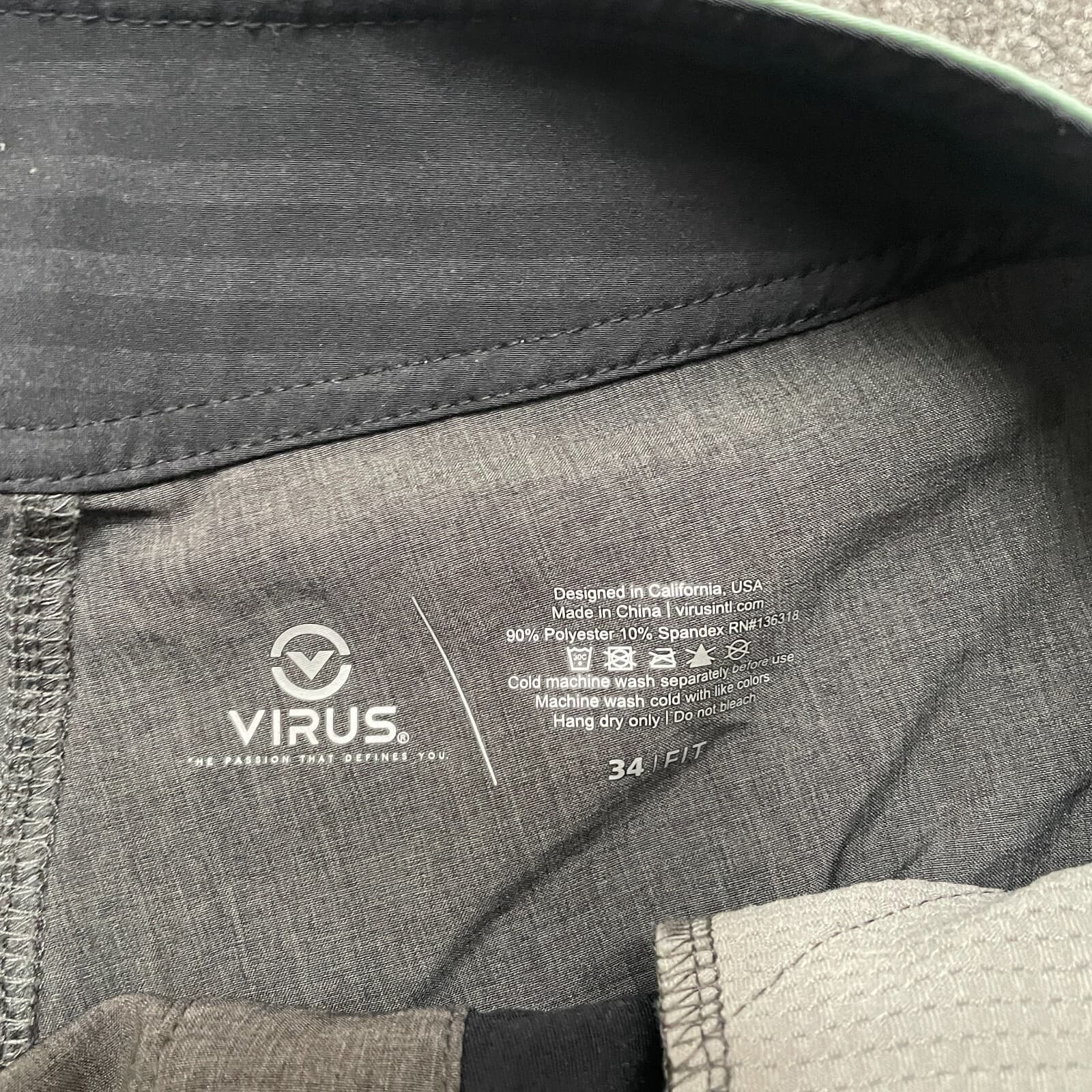 Virus Shorts Mens 34 Black Fit Performance Stretch Beach Board Swim Trunks 9 in - Thumbnail 3