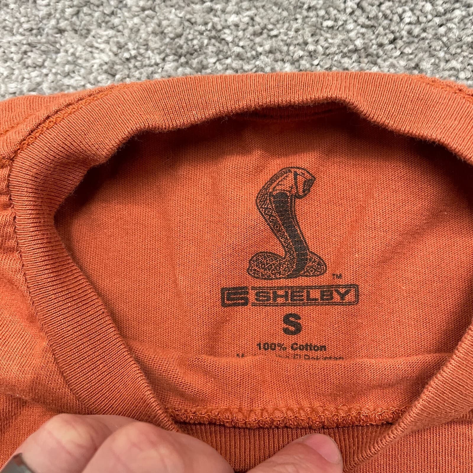 Shelby Shirt Small Orange Caroll Cobra GT500 American Muscle Graphic Tee READ - Thumbnail 3