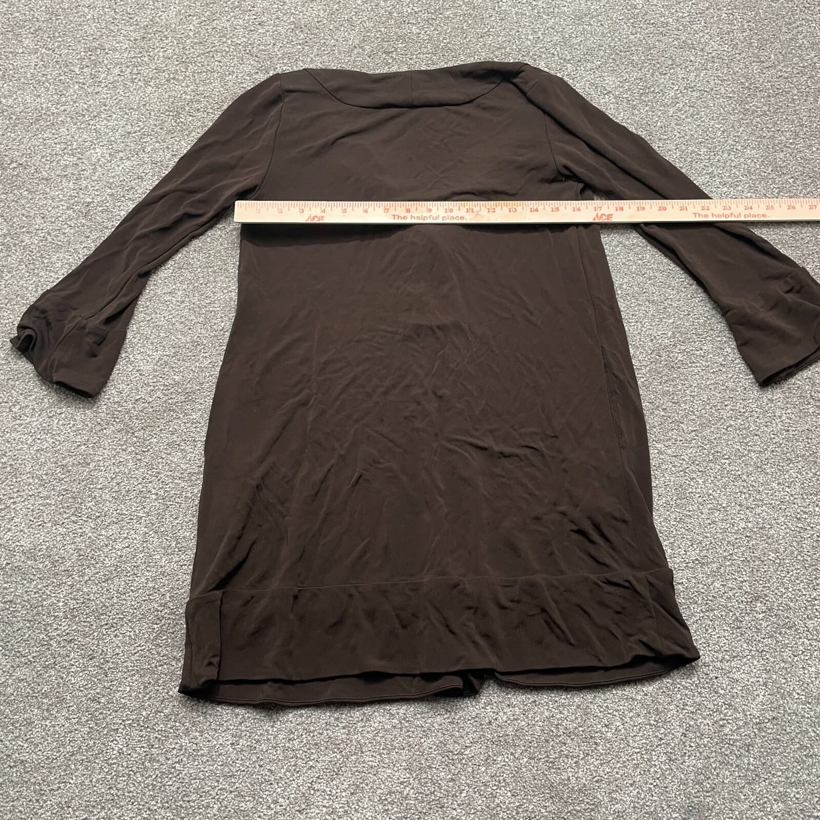 Diane von Furstenberg Dress 4 Brown Long Sleeve V Neck Sheath Mini Viscose - Thumbnail 3