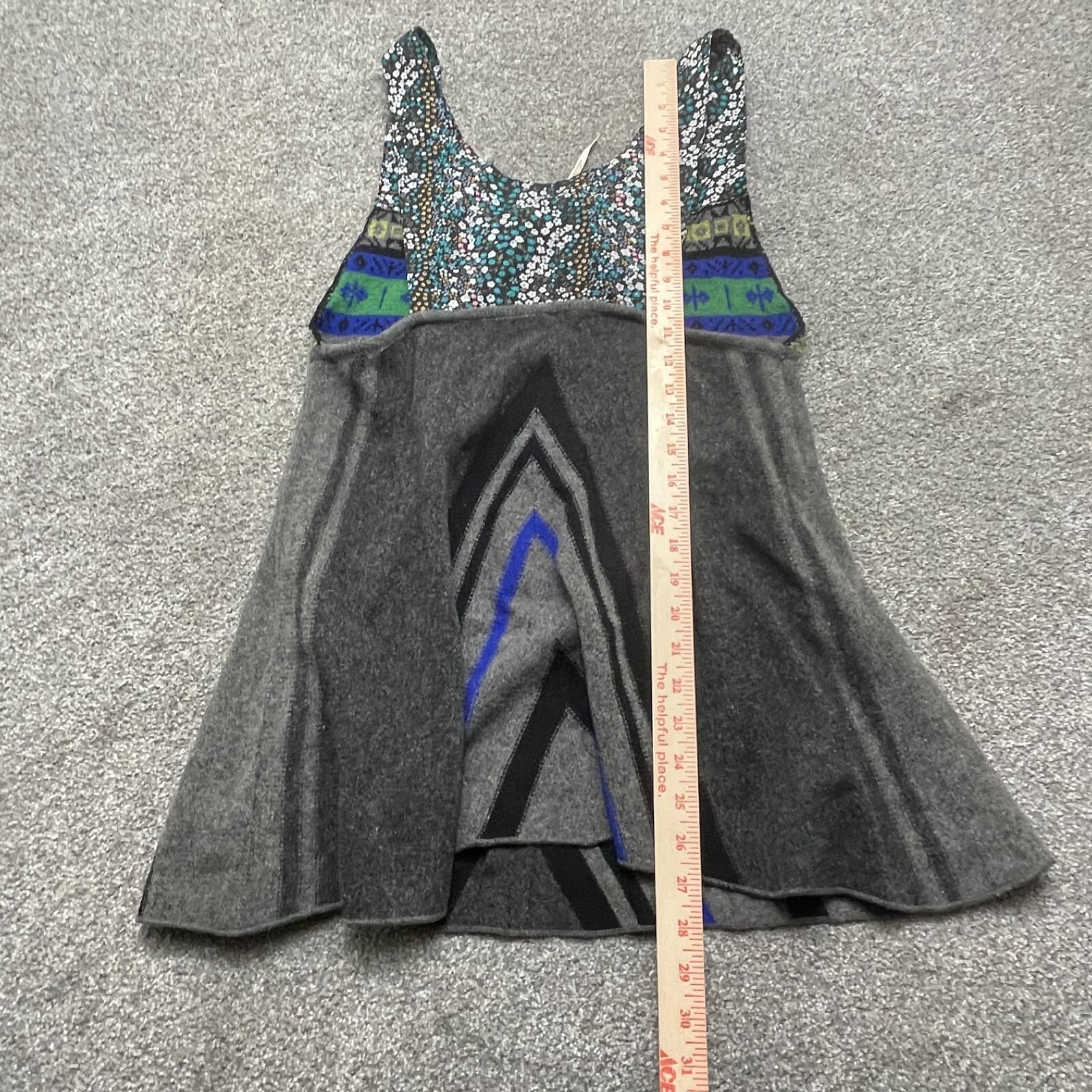 Free People Top Womens Small Multicolor Geometric Wool Blend Mini Babydoll Boho - Thumbnail 7
