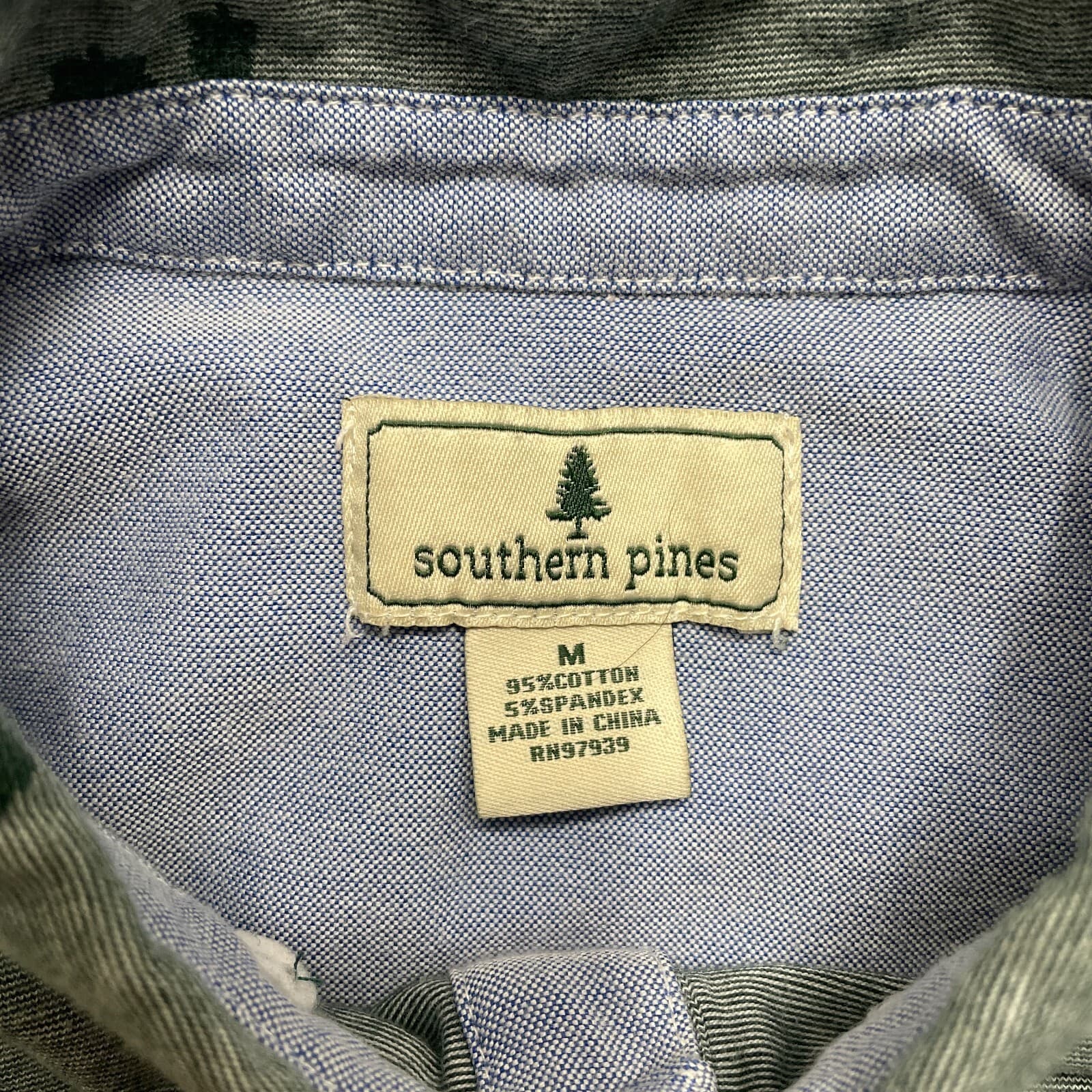 Southern Pines Polo Shirt Adult Medium Green All Over Tree Print Mens - Thumbnail 7
