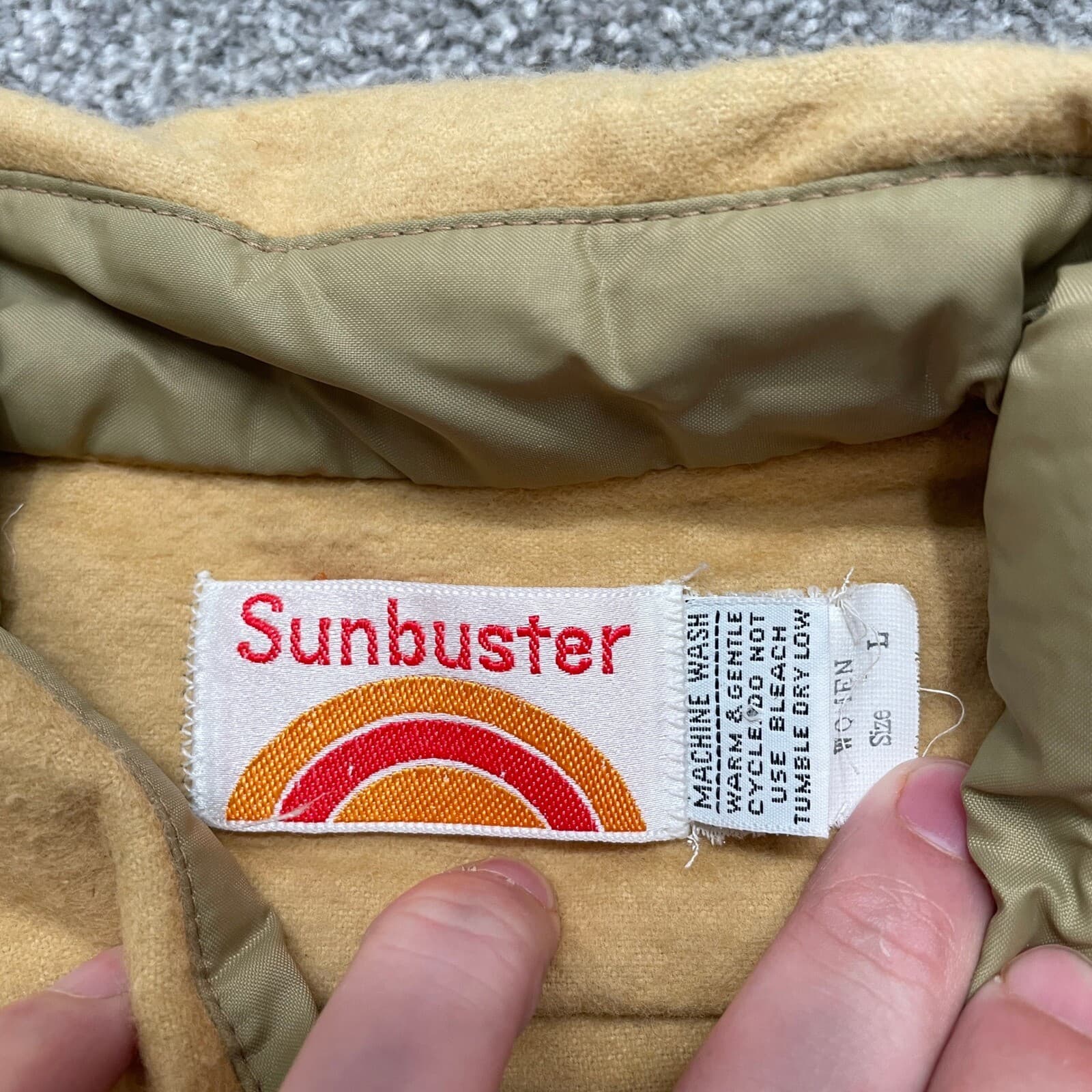 VINTAGE Sunbuster Shirt Large Beige Short Sleeve Western Pockets - Thumbnail 3