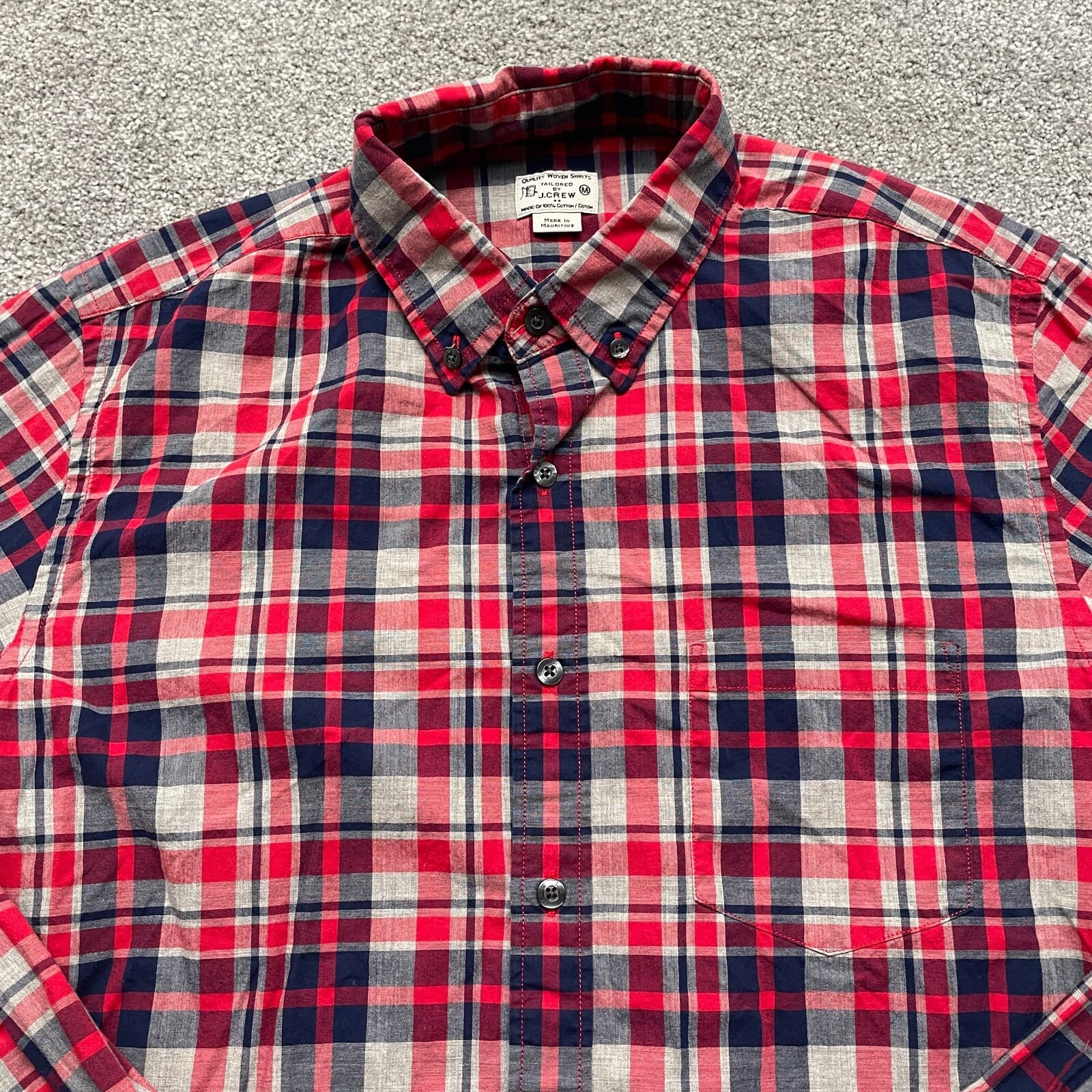 J.CREW Shirt Adult Medium Multicolor Plaid Cotton Long Sleeve Mens - Thumbnail 2