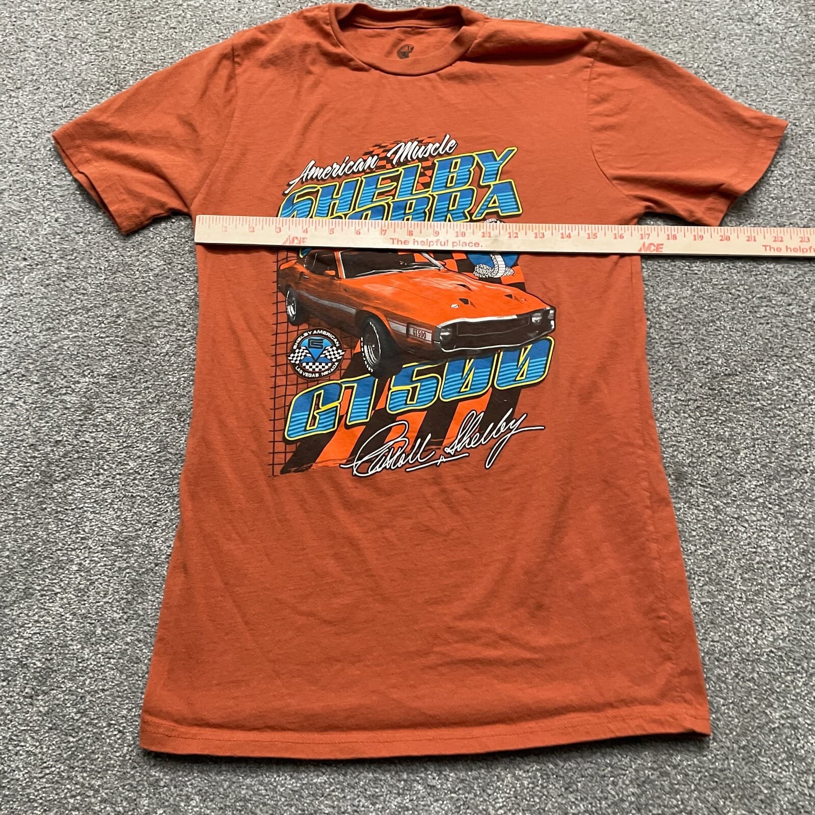 Shelby Shirt Small Orange Caroll Cobra GT500 American Muscle Graphic Tee READ - Thumbnail 4