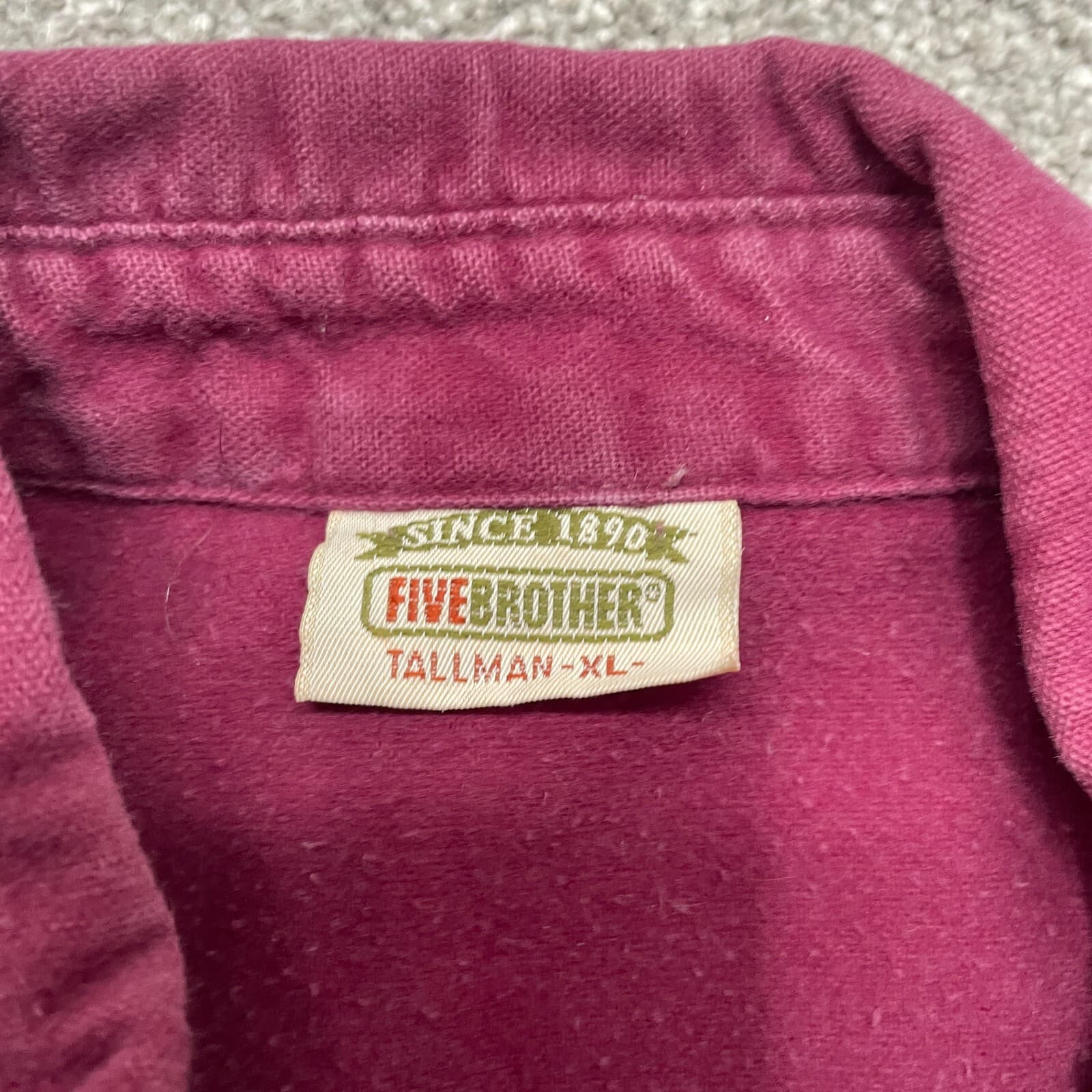 VINTAGE Five Brother Shirt XL Red Workwear Flannel Long Sleeve 90s Mens - Thumbnail 3