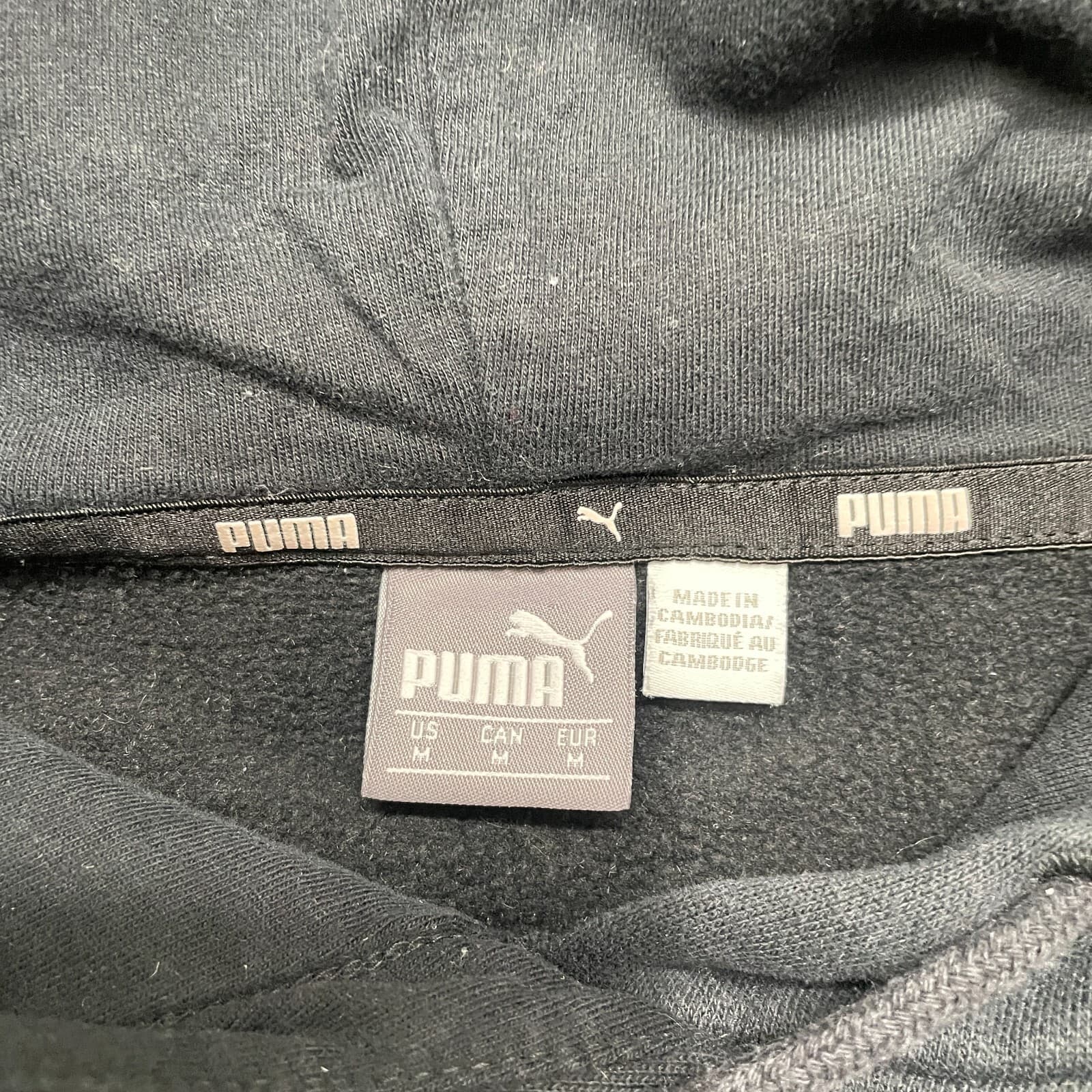 Puma Hoodie Women Medium Black Gold Metallic Logo Cropped Pullover 581857-01 - Thumbnail 8