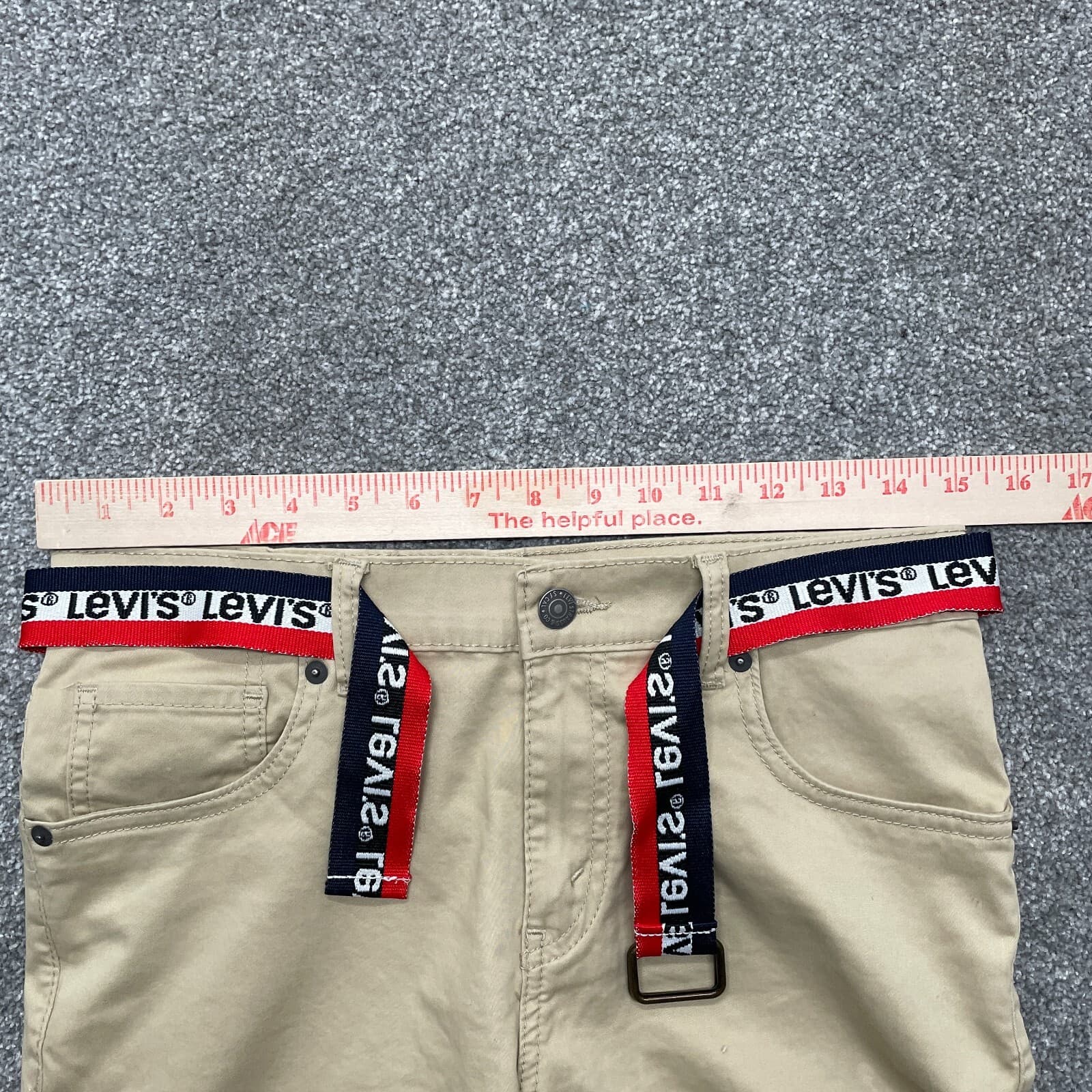 Levi's 511 Slim Shorts Boys 16 REG Tan Chino 5-Pocket with Branded Web Belt - Thumbnail 6