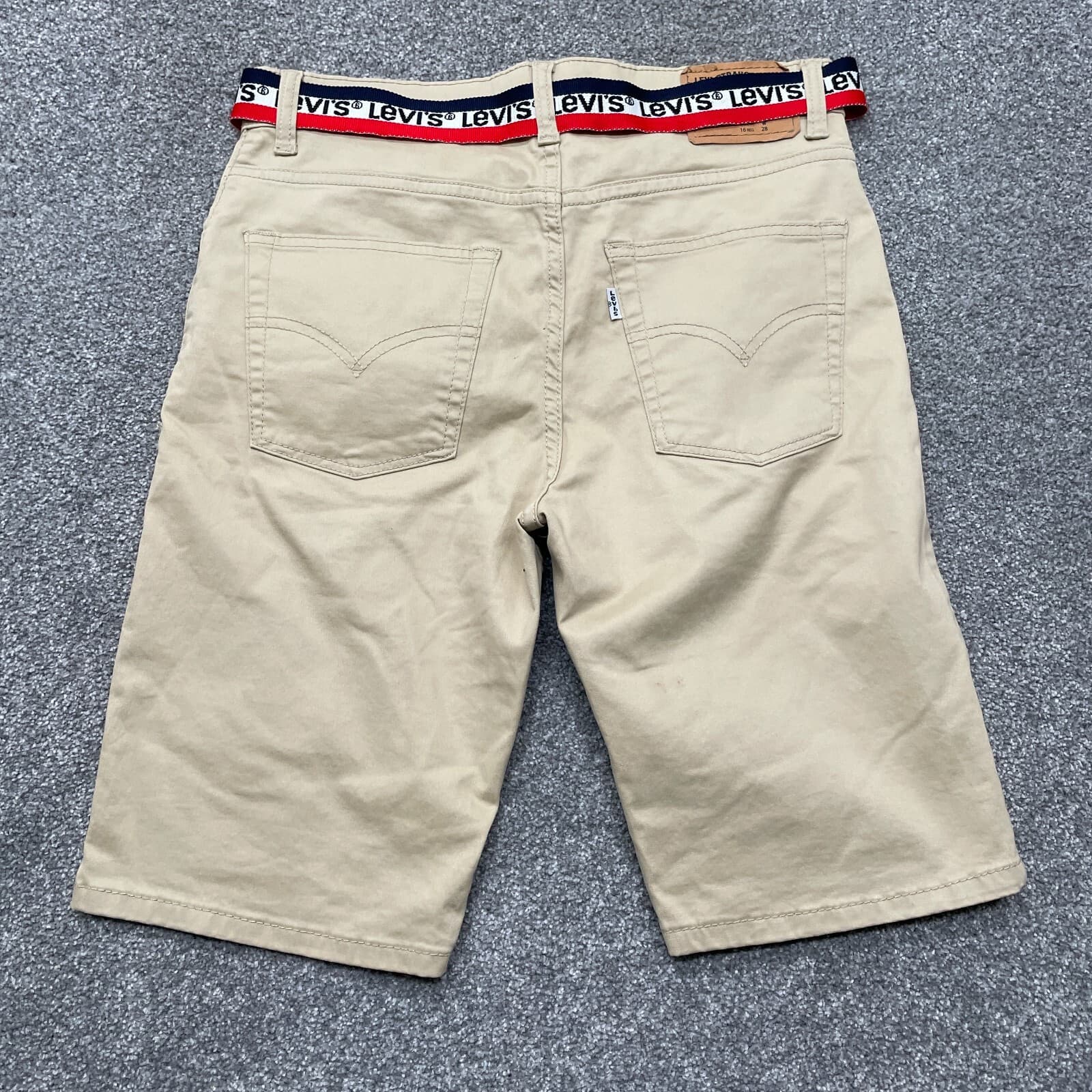 Levi's 511 Slim Shorts Boys 16 REG Tan Chino 5-Pocket with Branded Web Belt - Thumbnail 2
