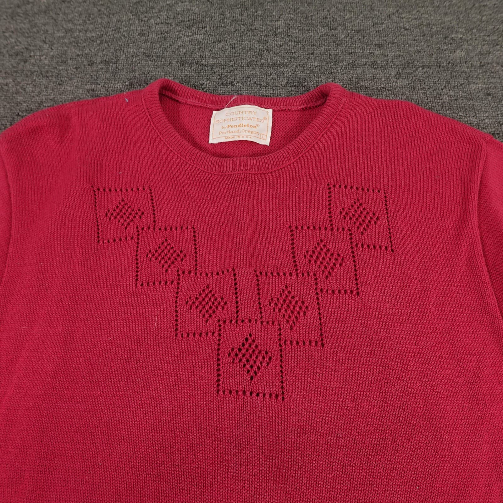 Vintage Country Sophisticates By Pendleton Sweater Womens Large Red Cotton Knit - Thumbnail 3