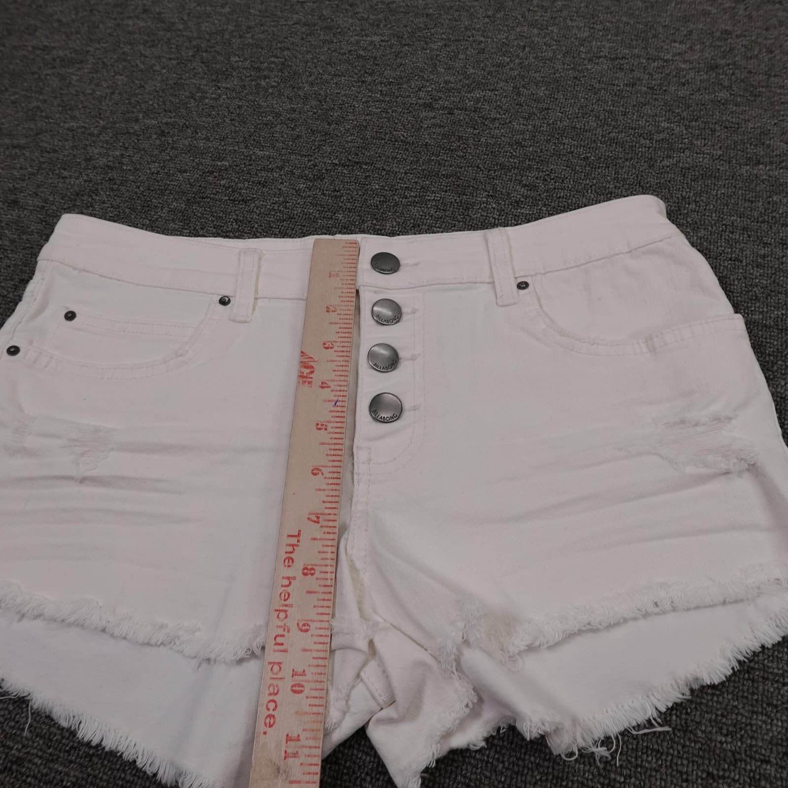 Billabong Shorts Womens 28 White Denim High Rise Button Fly Cutoff 3 Inseam - Thumbnail 8