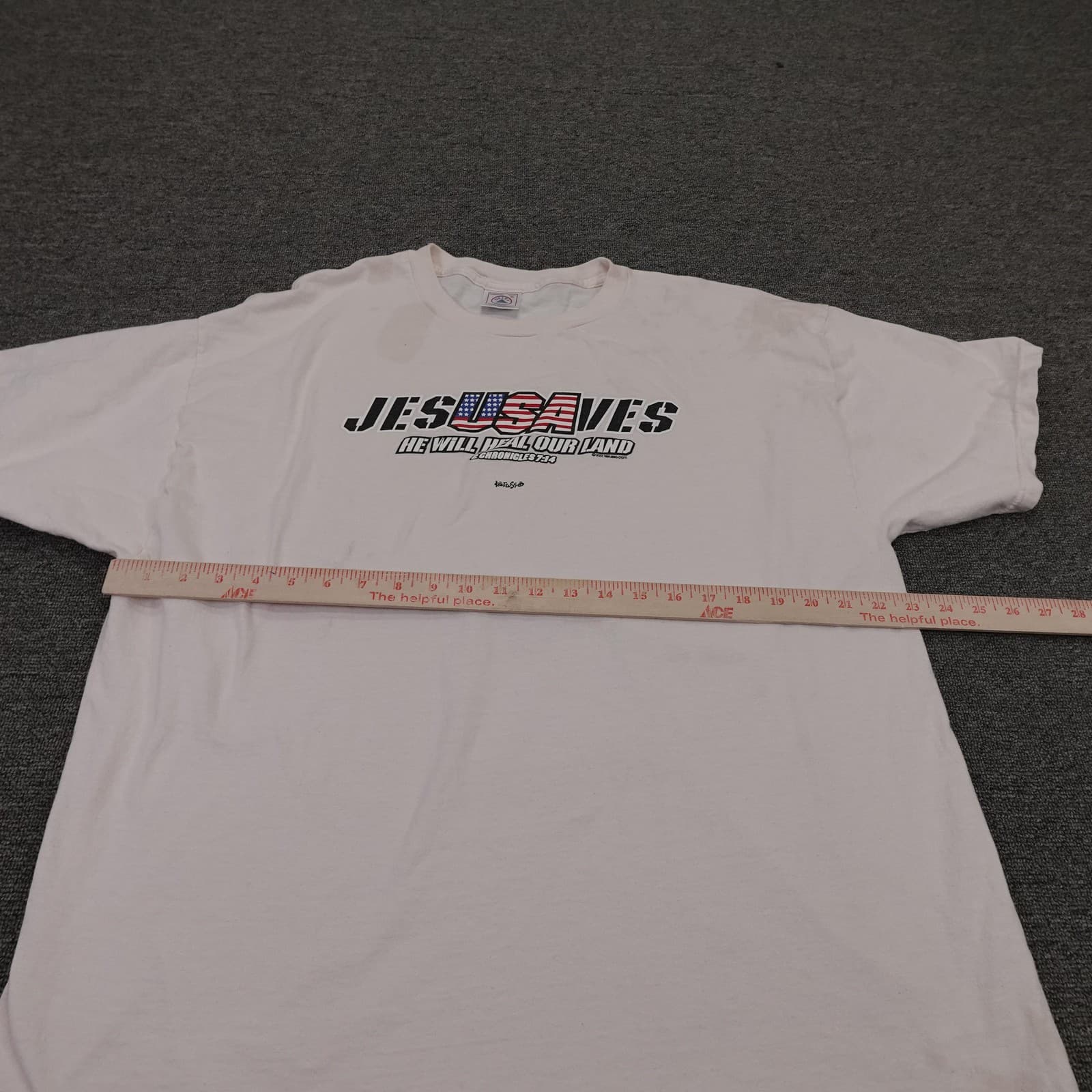Vintage Jesus Shirt Mens XL White Jesus Saves USA Christian Graphic Tee Y2K - Thumbnail 6