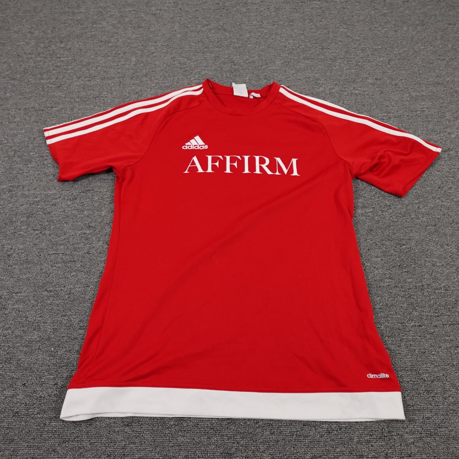 Adidas Shirt Mens Medium Red Climalite Soccer Jersey Raglan Short Sleeve Affirm