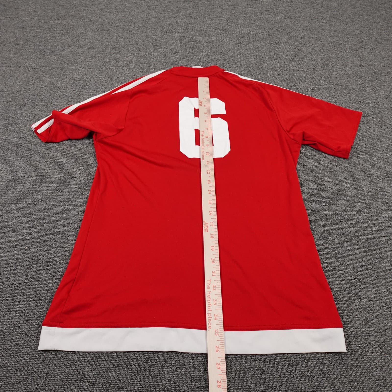 Adidas Shirt Mens Medium Red Climalite Soccer Jersey Raglan Short Sleeve Affirm - Thumbnail 8