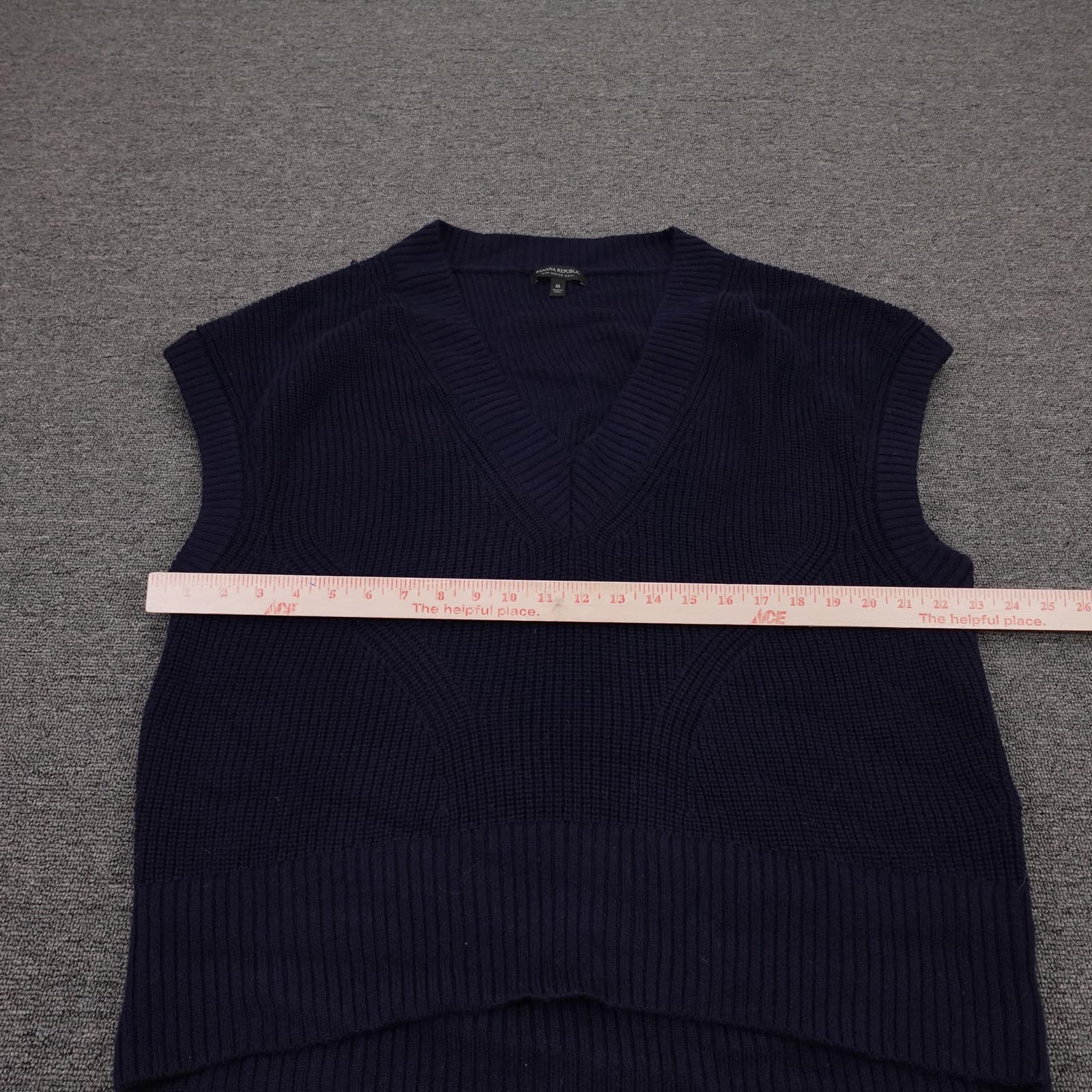 Banana Republic Vest Mens Medium Blue 100% Merino Wool V Neck Sweater Knit - Thumbnail 4