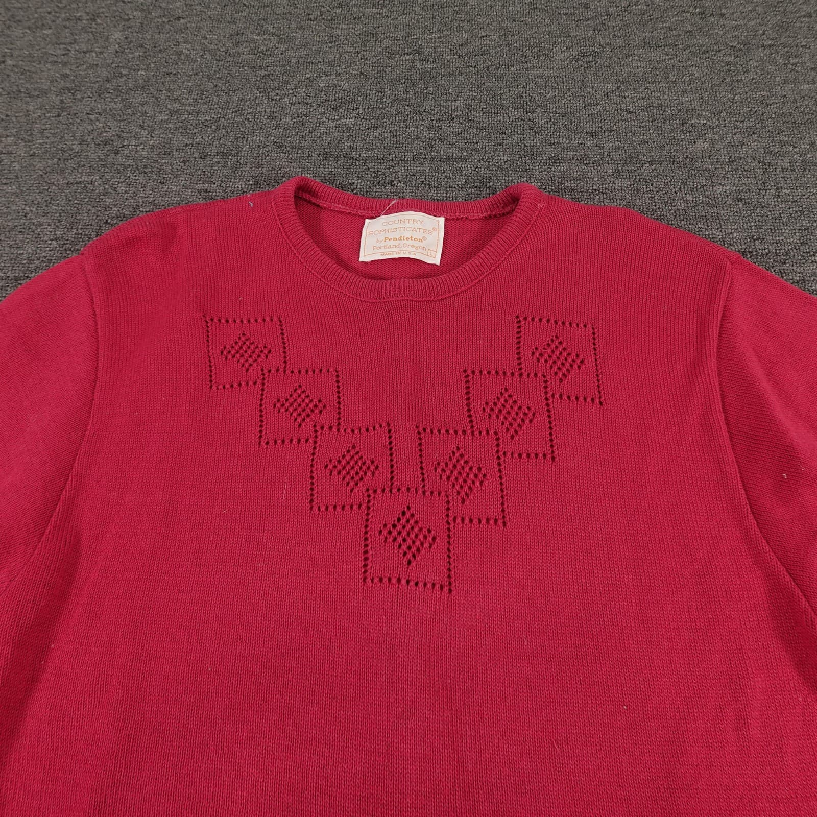 Vintage Country Sophisticates By Pendleton Sweater Womens Large Red Cotton Knit - Thumbnail 2