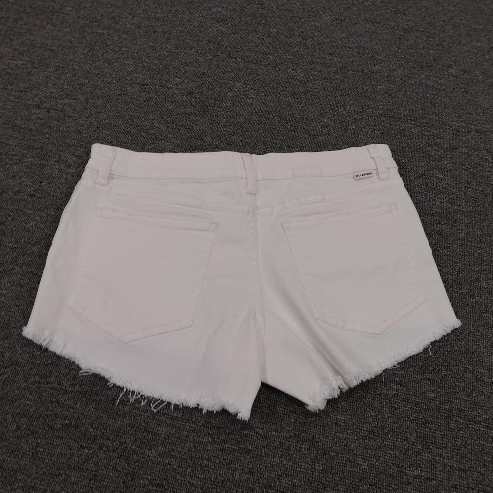 Billabong Shorts Womens 28 White Denim High Rise Button Fly Cutoff 3 Inseam - Thumbnail 4