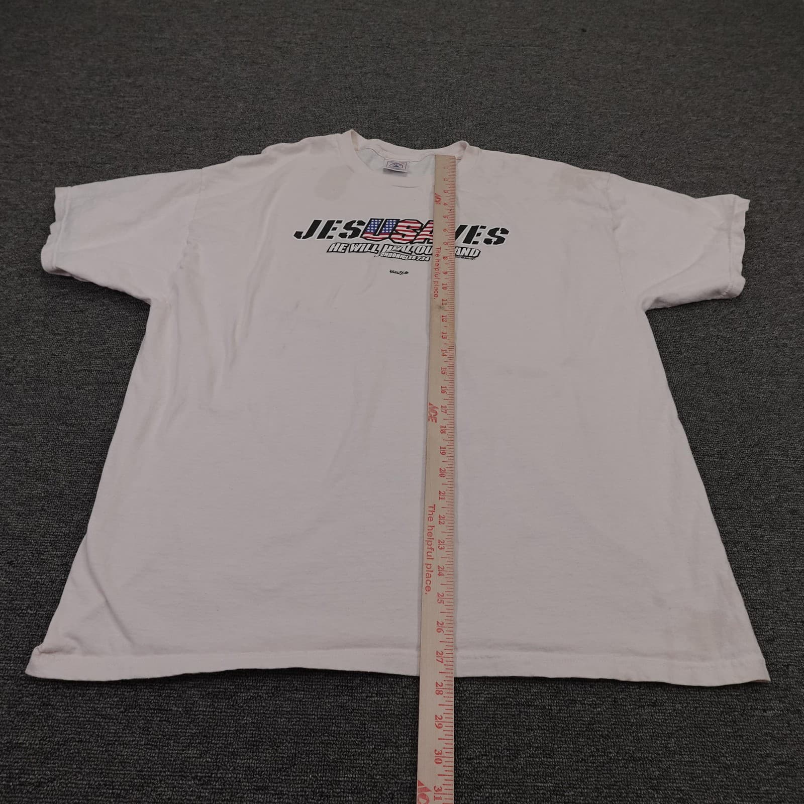 Vintage Jesus Shirt Mens XL White Jesus Saves USA Christian Graphic Tee Y2K - Thumbnail 7