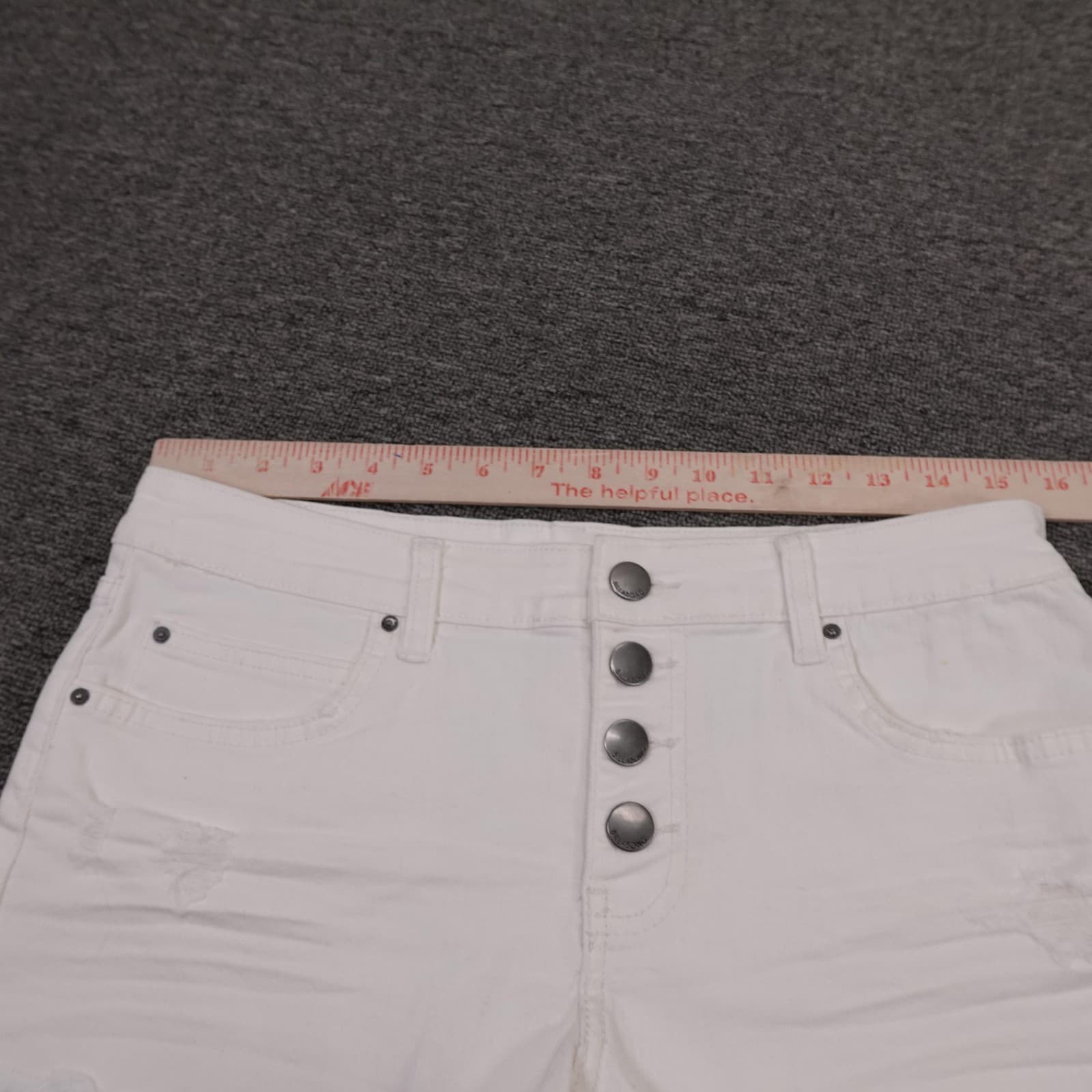 Billabong Shorts Womens 28 White Denim High Rise Button Fly Cutoff 3 Inseam - Thumbnail 7