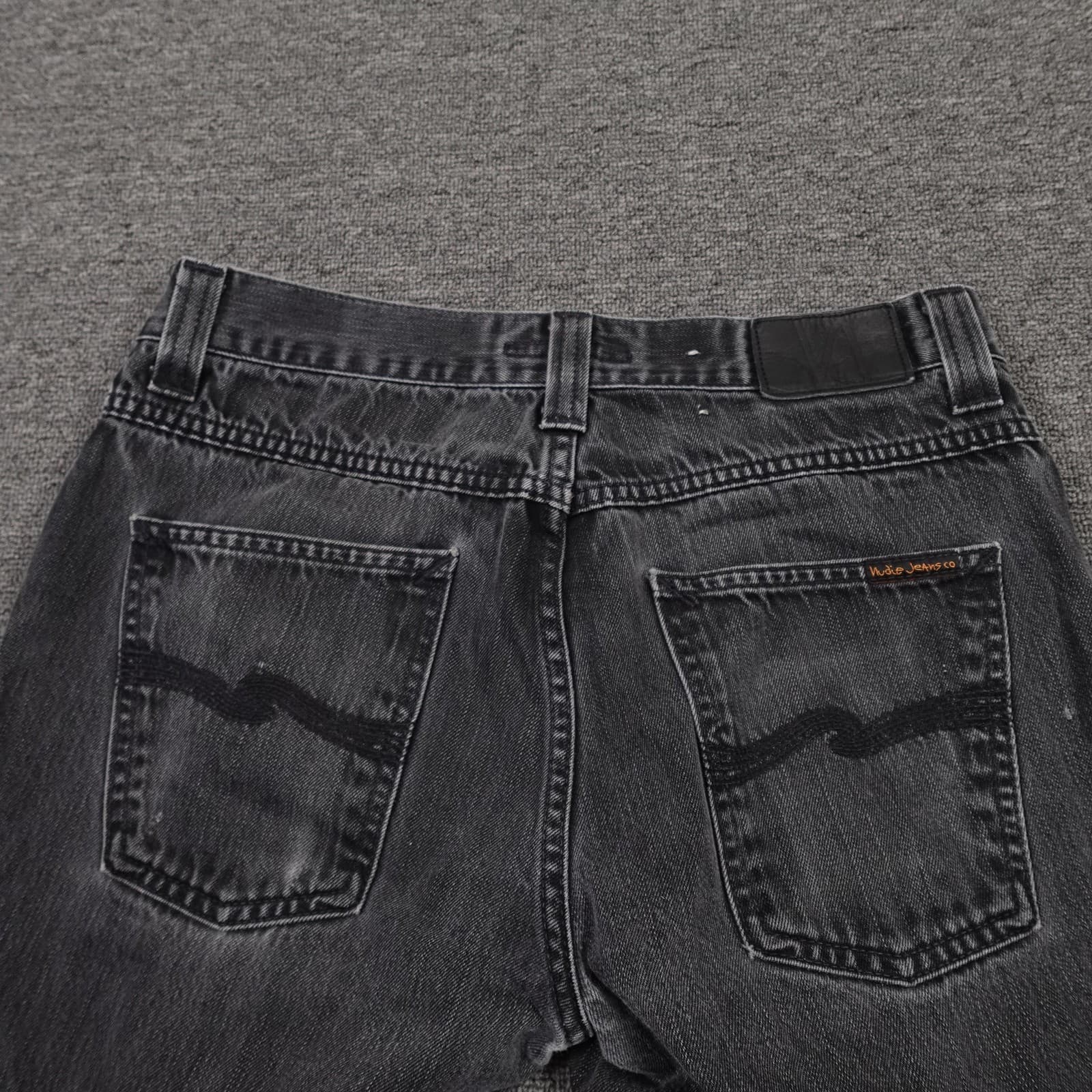 Nudie Jeans Co Jeans Mens 31x30 Gray Charcoal Wash Regular Straight Made Italy - Thumbnail 7