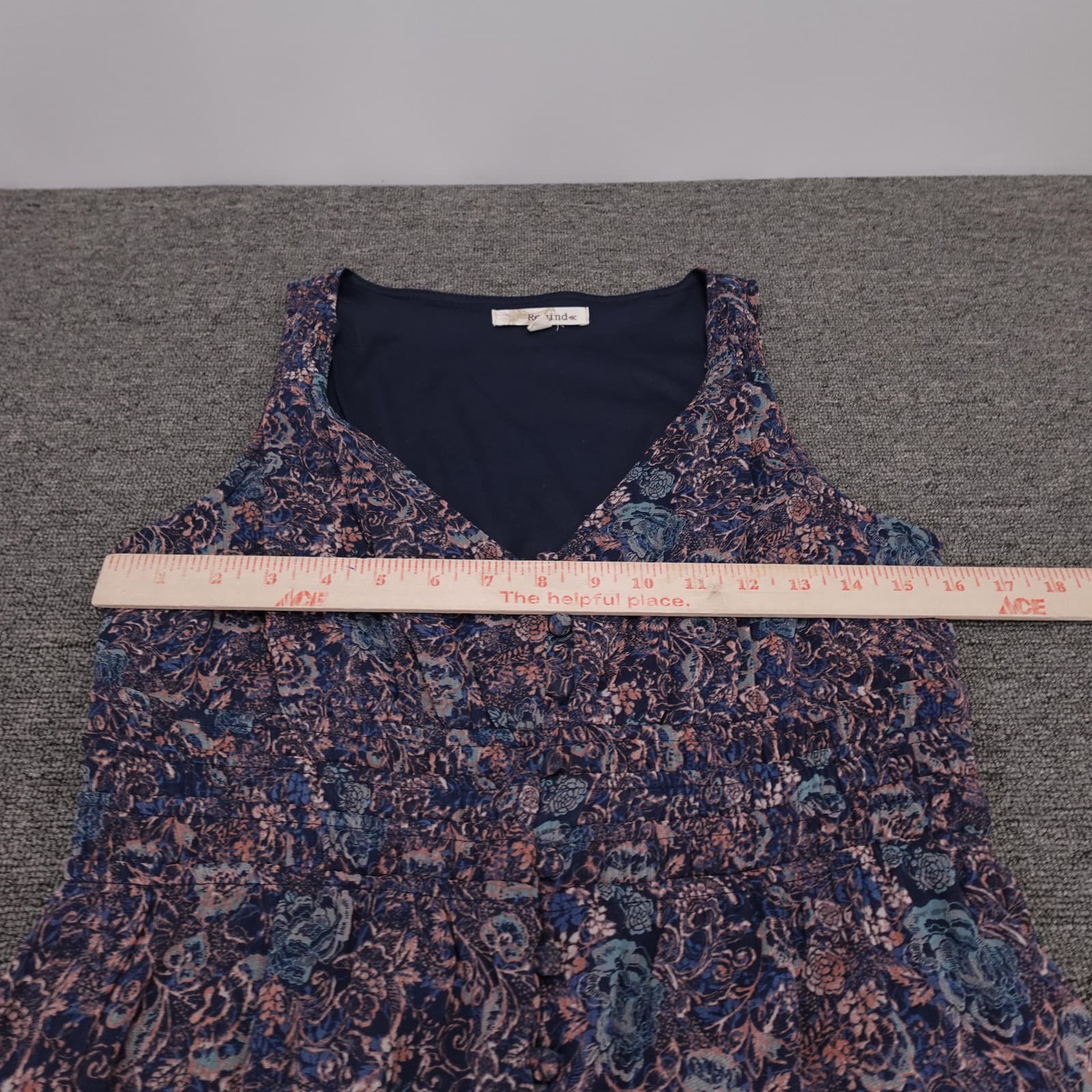 Rewind Dress Juniors Medium Blue Floral Sleeveless V Neck Hi Low Maxi Boho - Thumbnail 5