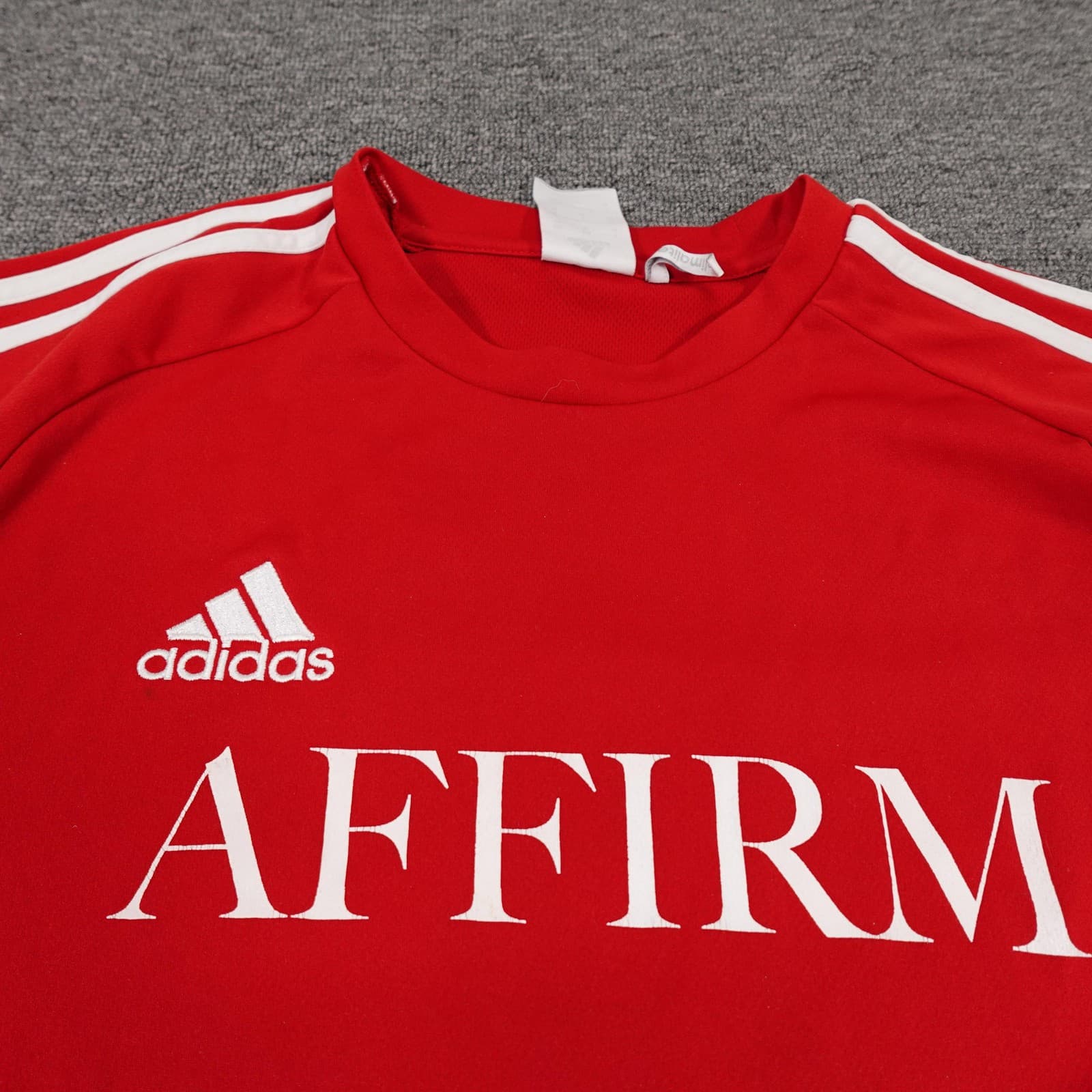 Adidas Shirt Mens Medium Red Climalite Soccer Jersey Raglan Short Sleeve Affirm - Thumbnail 4