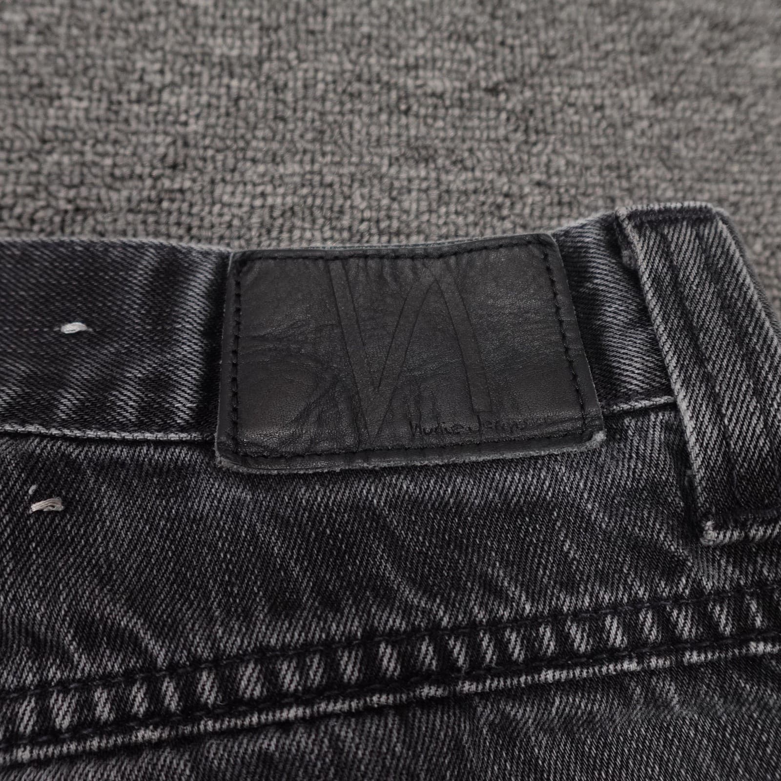 Nudie Jeans Co Jeans Mens 31x30 Gray Charcoal Wash Regular Straight Made Italy - Thumbnail 6