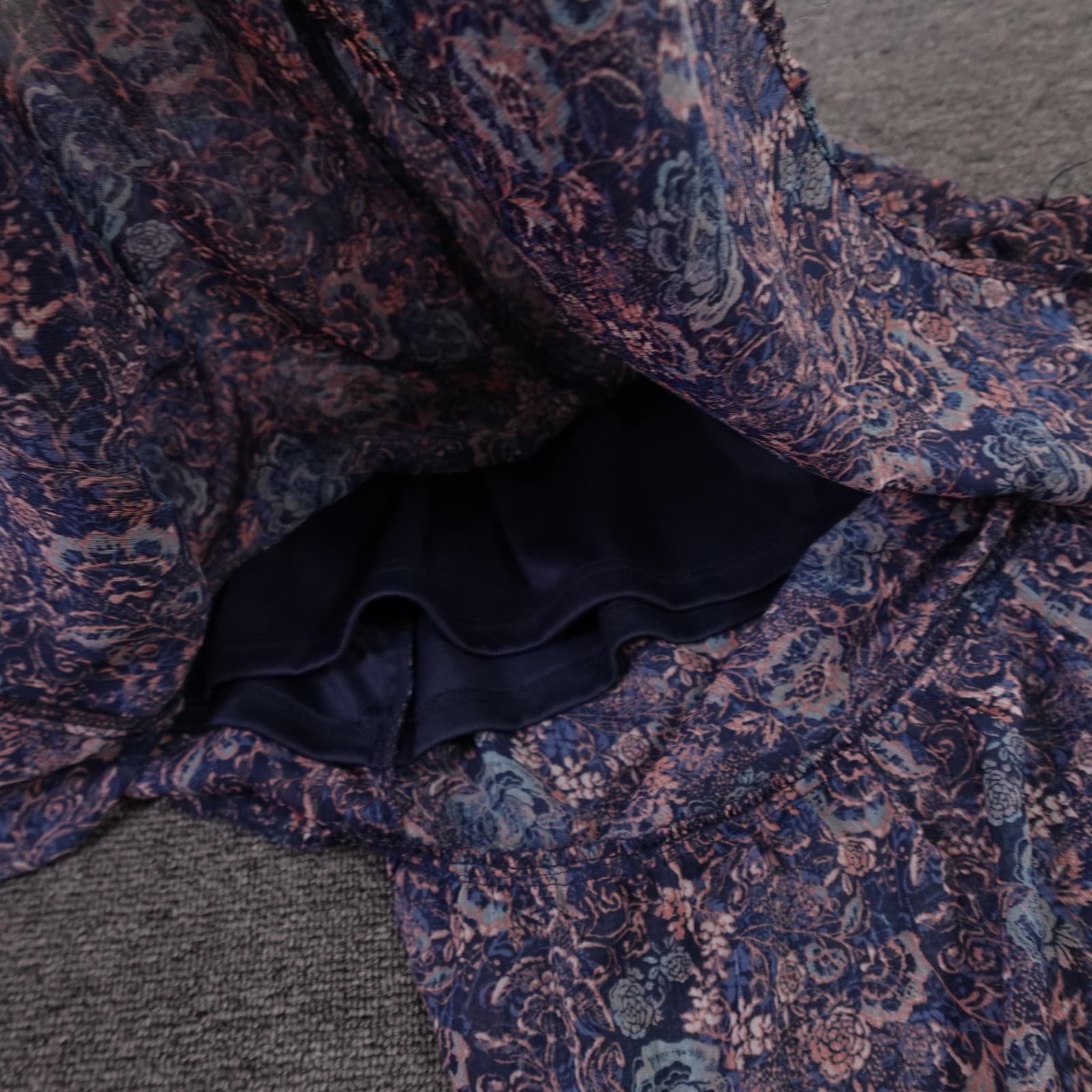 Rewind Dress Juniors Medium Blue Floral Sleeveless V Neck Hi Low Maxi Boho - Thumbnail 8