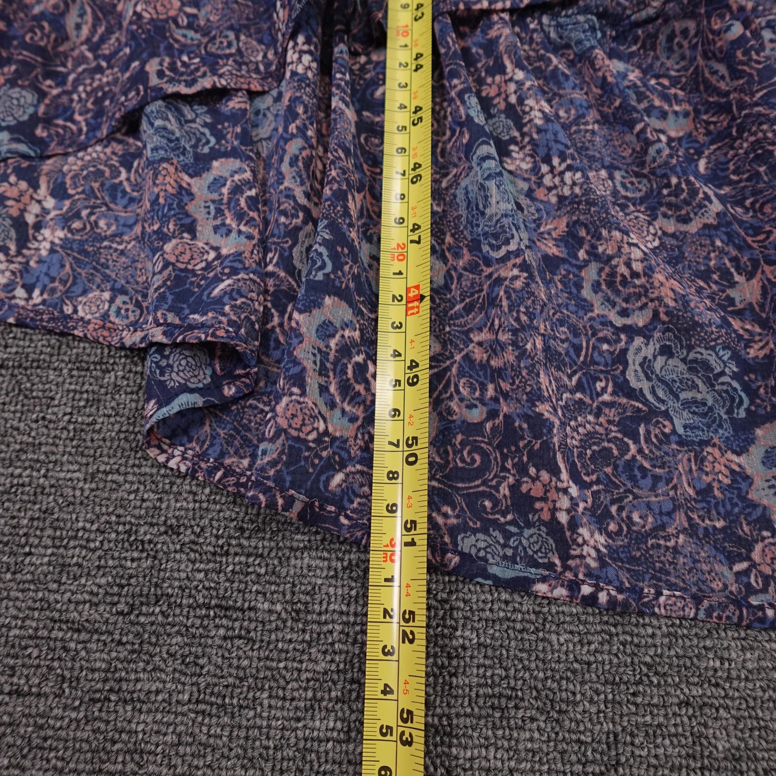 Rewind Dress Juniors Medium Blue Floral Sleeveless V Neck Hi Low Maxi Boho - Thumbnail 4