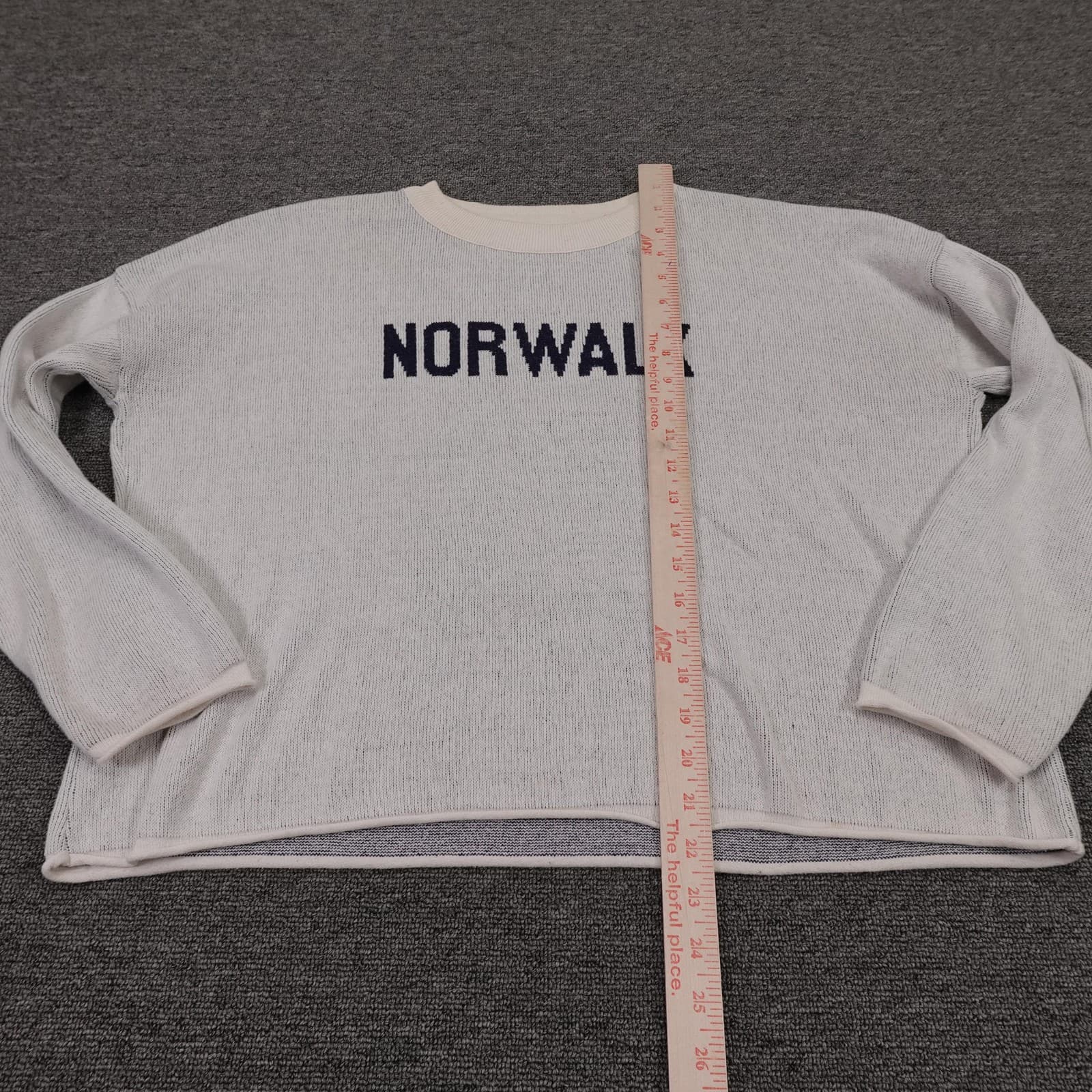 Vintage Town Pride Sweater Womens Small White Norwalk Graphic Knit Pullover USA - Thumbnail 6