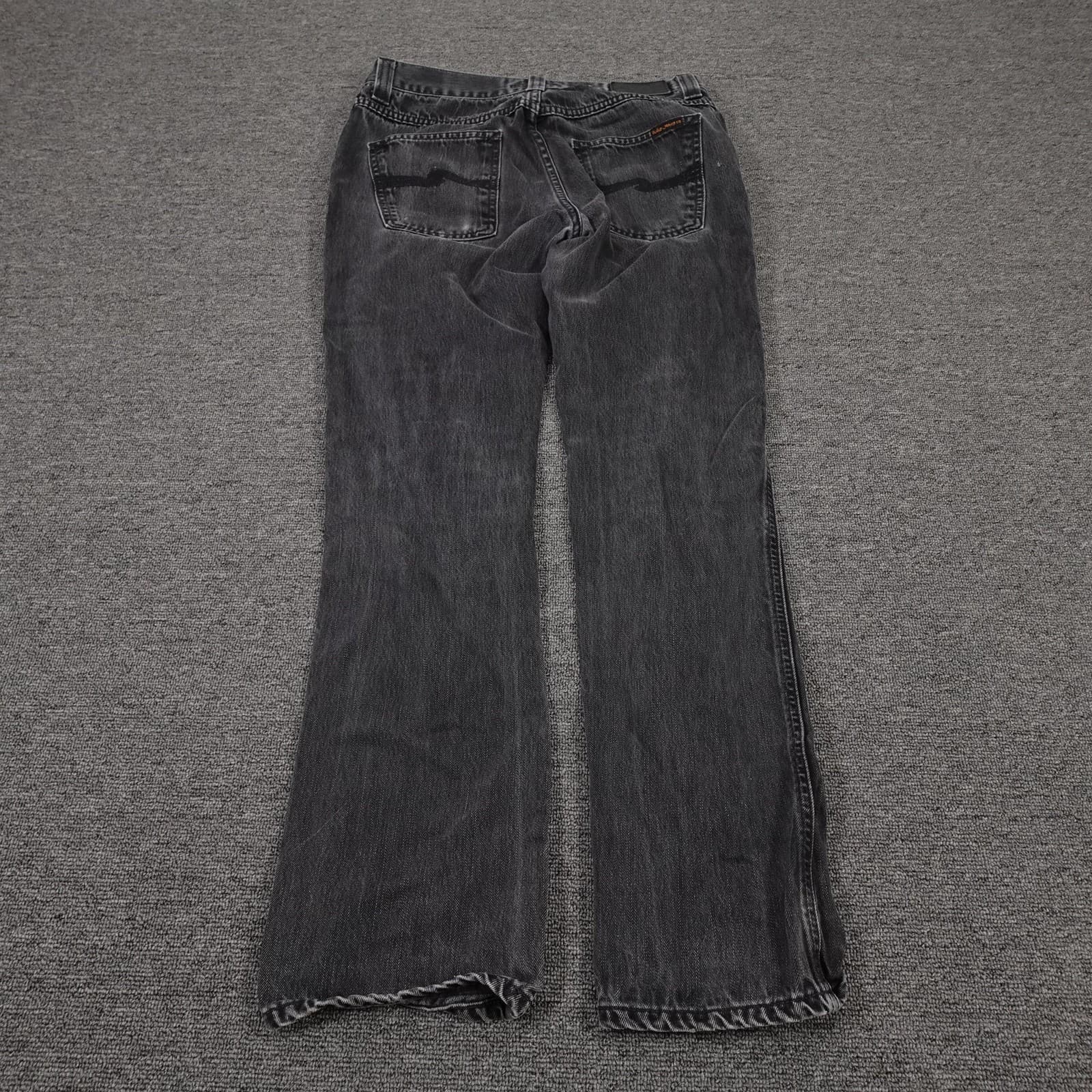 Nudie Jeans Co Jeans Mens 31x30 Gray Charcoal Wash Regular Straight Made Italy - Thumbnail 8