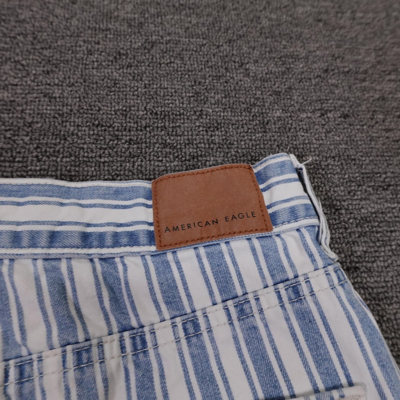 American Eagle Outfitters Mom Shorts Womens 00 Blue Striped Denim Cuffed Casual - Thumbnail 4