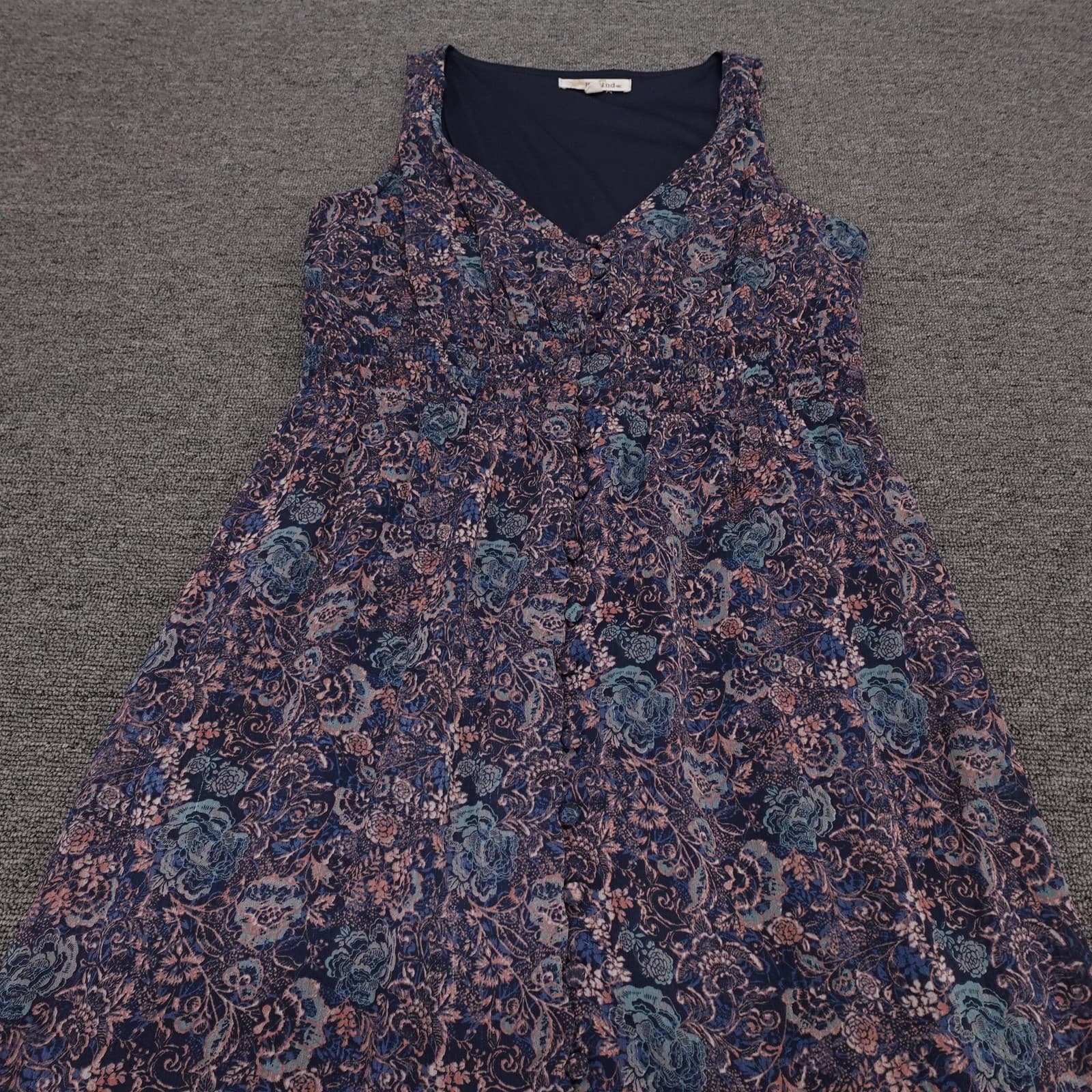 Rewind Dress Juniors Medium Blue Floral Sleeveless V Neck Hi Low Maxi Boho - Thumbnail 2