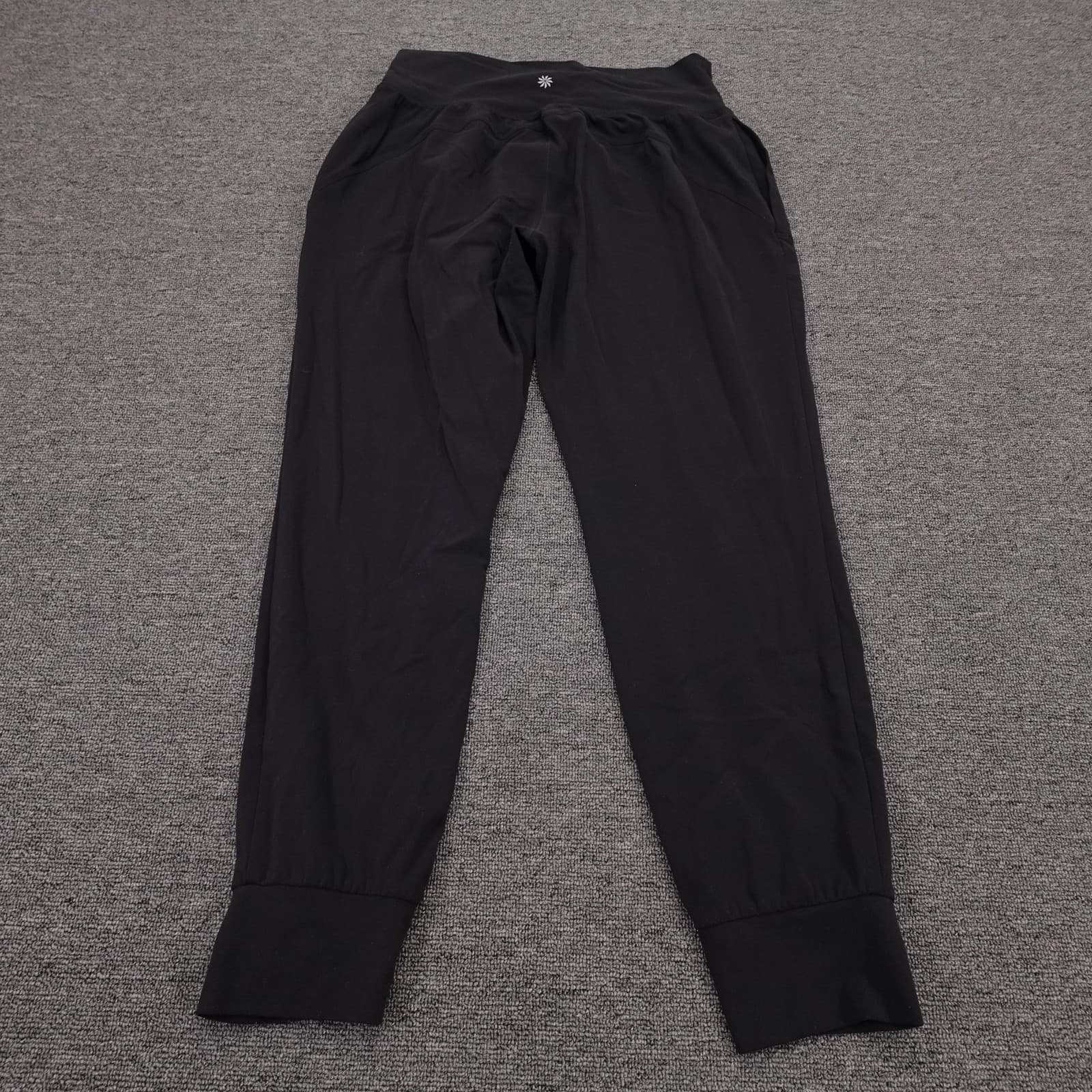 Athleta Jogger Pants Womens M Black Salutation Powervita High Rise Yoga Travel - Thumbnail 3