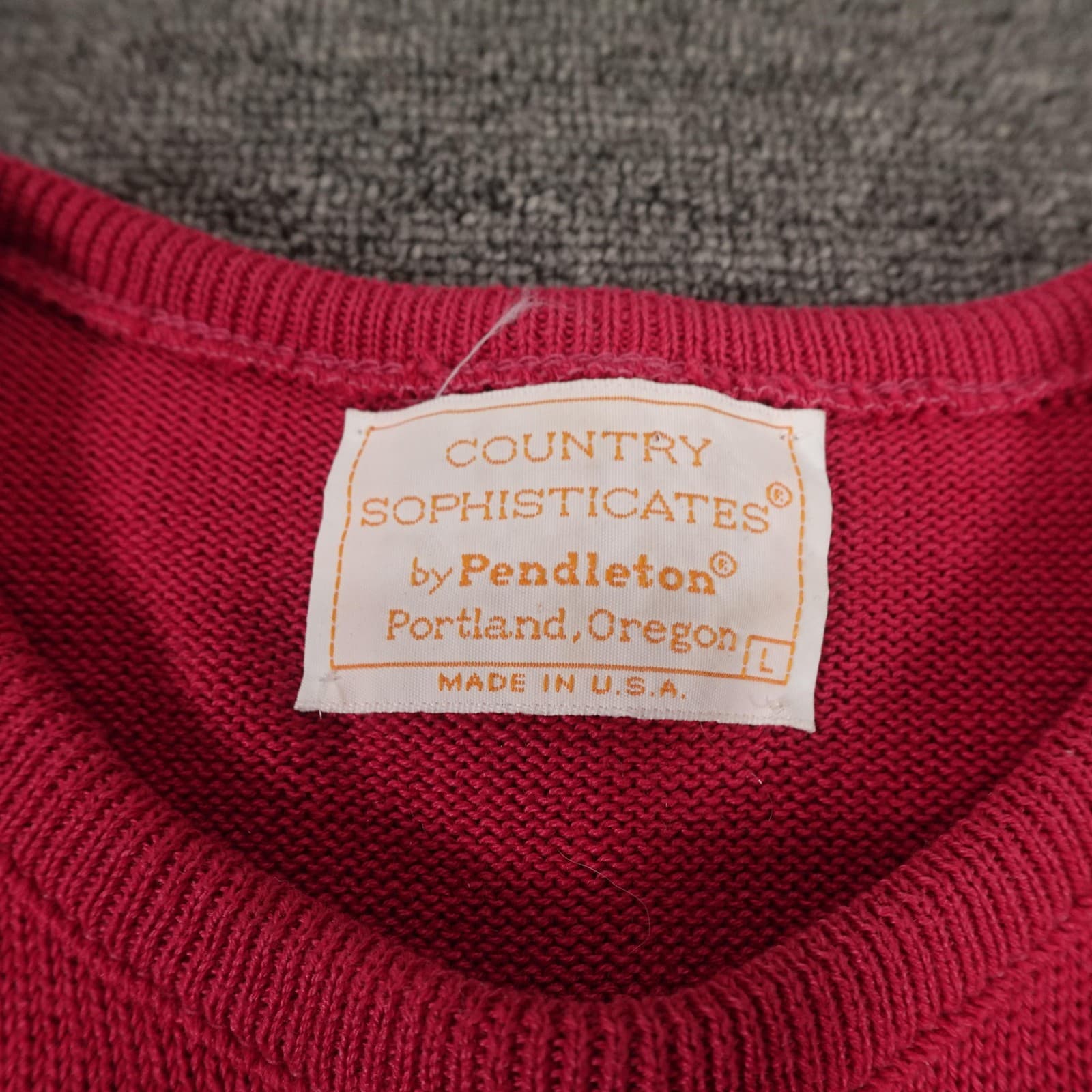 Vintage Country Sophisticates By Pendleton Sweater Womens Large Red Cotton Knit - Thumbnail 4