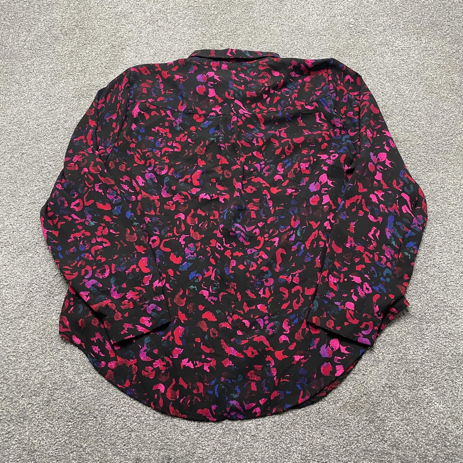 Torrid Shirt Womens 0 Black Pink Purple Leopard Button Up Long Sleeve Plus Top - Thumbnail 7
