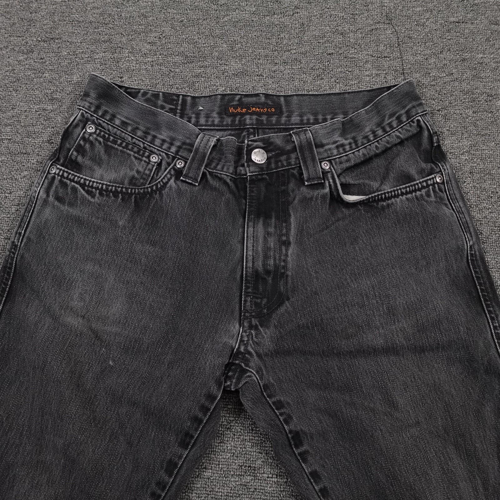 Nudie Jeans Co Jeans Mens 31x30 Gray Charcoal Wash Regular Straight Made Italy - Thumbnail 2