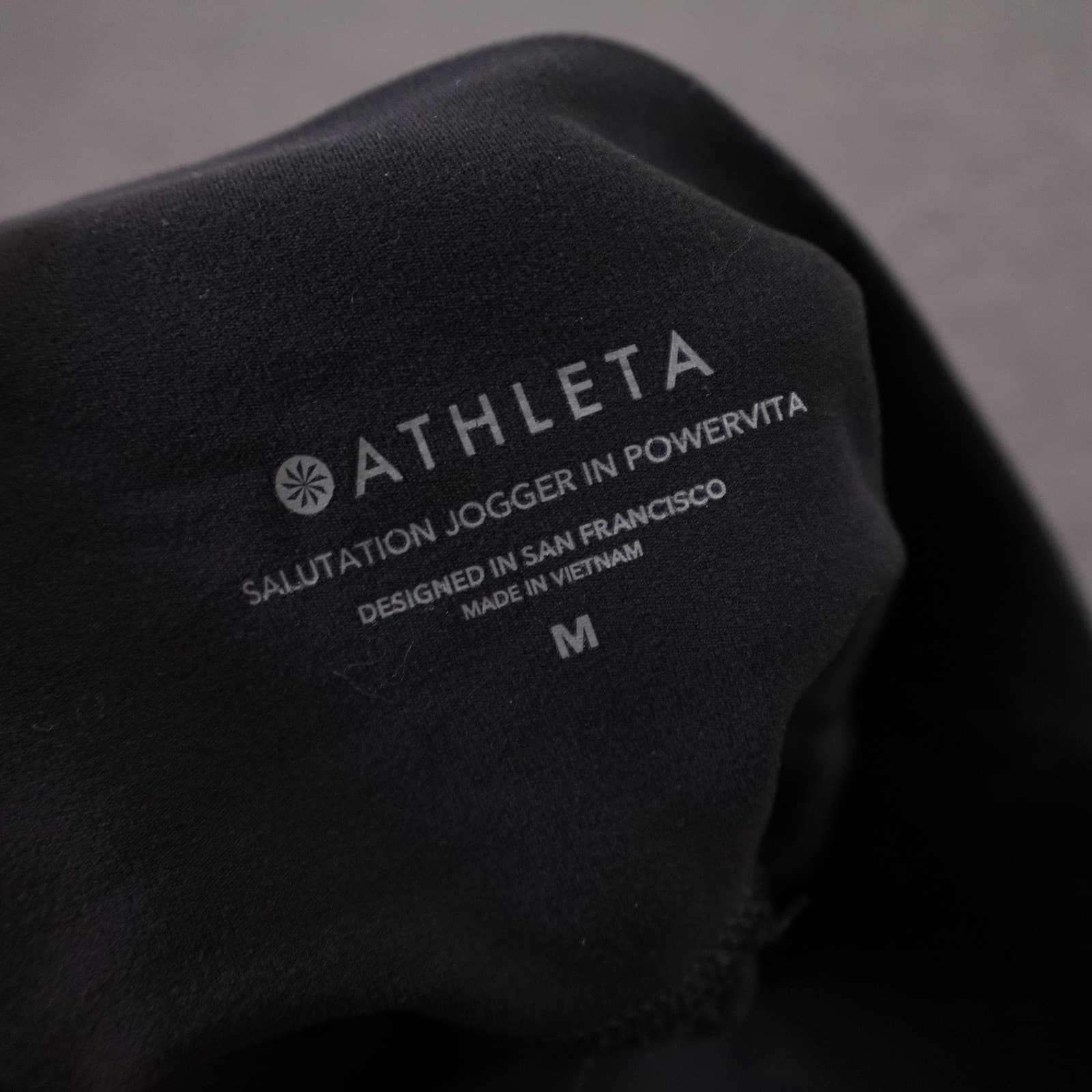 Athleta Jogger Pants Womens M Black Salutation Powervita High Rise Yoga Travel - Thumbnail 5
