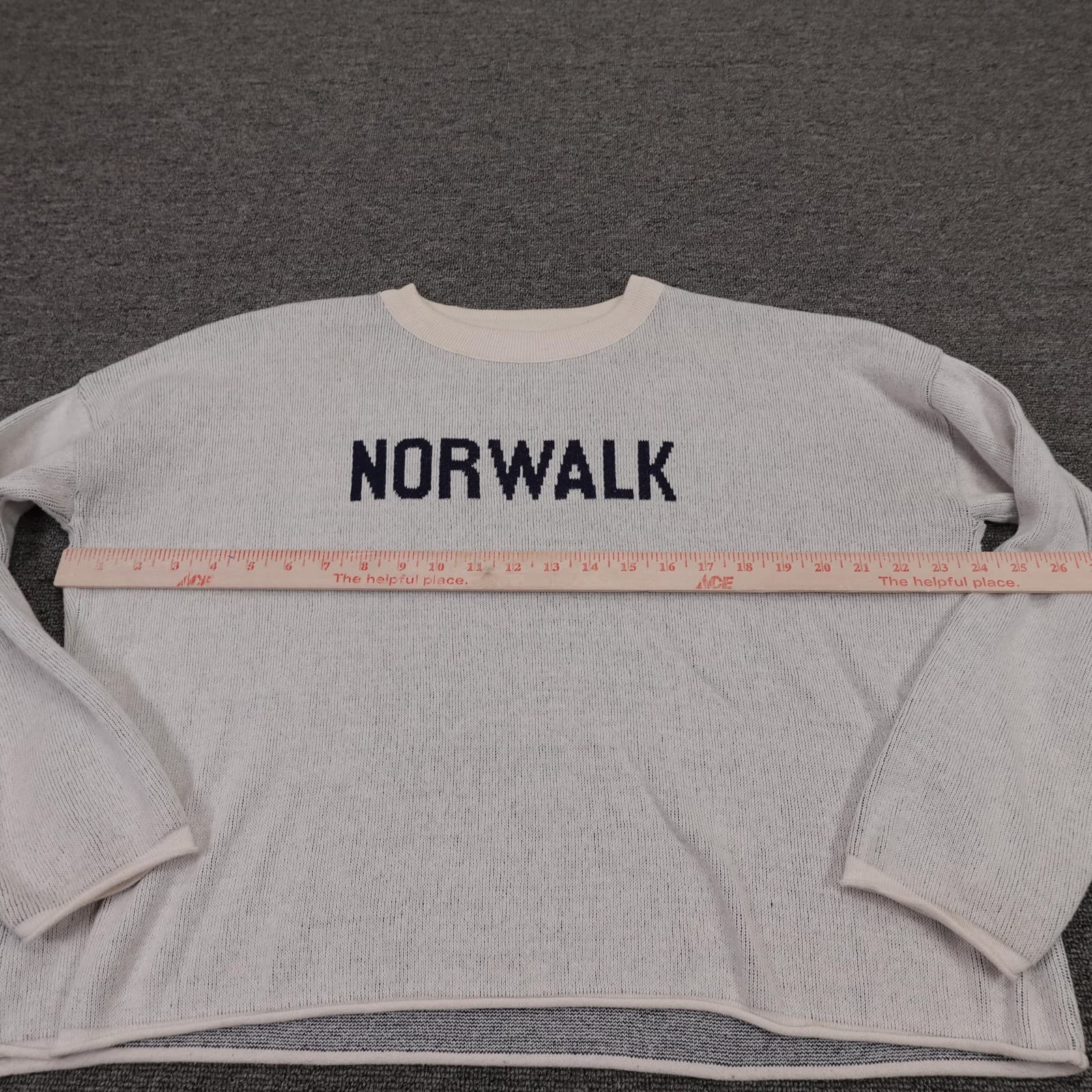 Vintage Town Pride Sweater Womens Small White Norwalk Graphic Knit Pullover USA - Thumbnail 5
