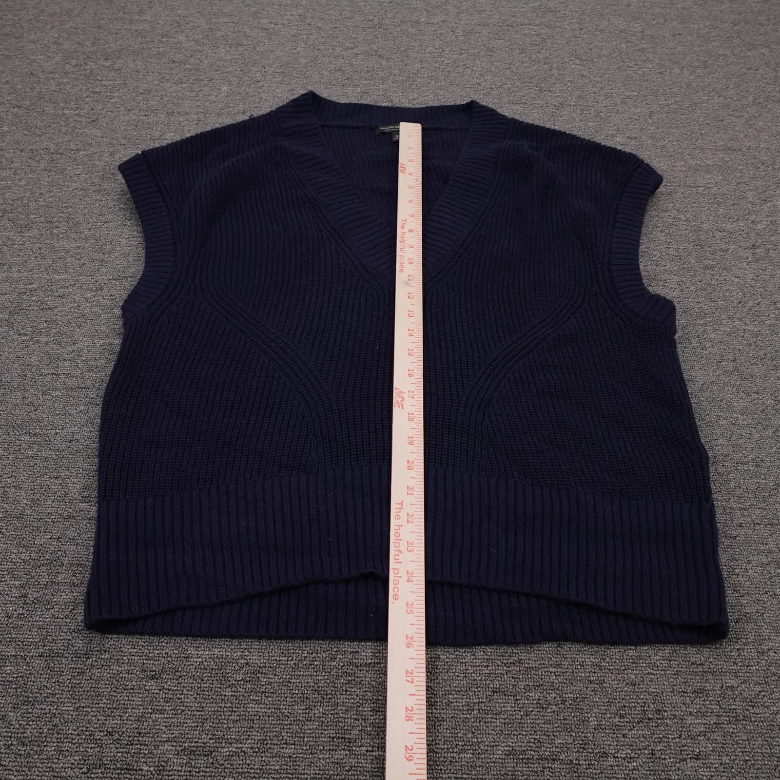 Banana Republic Vest Mens Medium Blue 100% Merino Wool V Neck Sweater Knit - Thumbnail 5